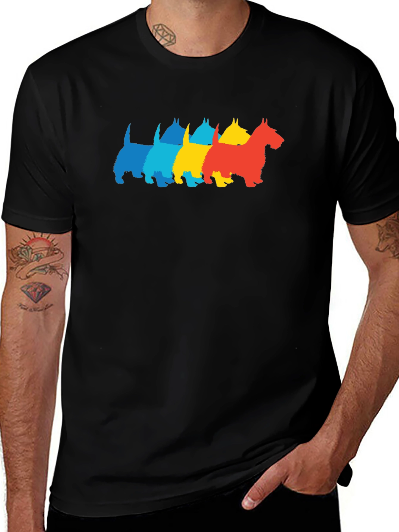 Variant 9 of Dog Breed Colorful Silhouette Graphic T-Shirt