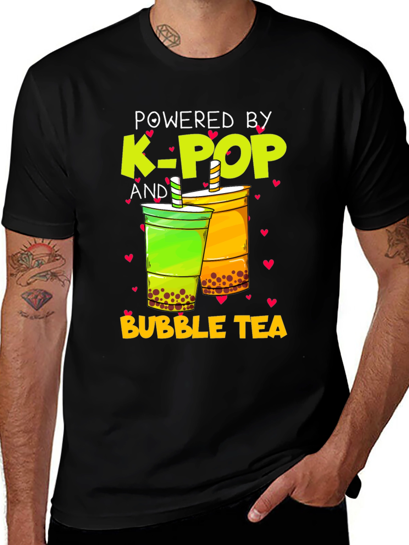 Variant 10 of Powered by K-Pop & Bubble Tea Graphic Tee