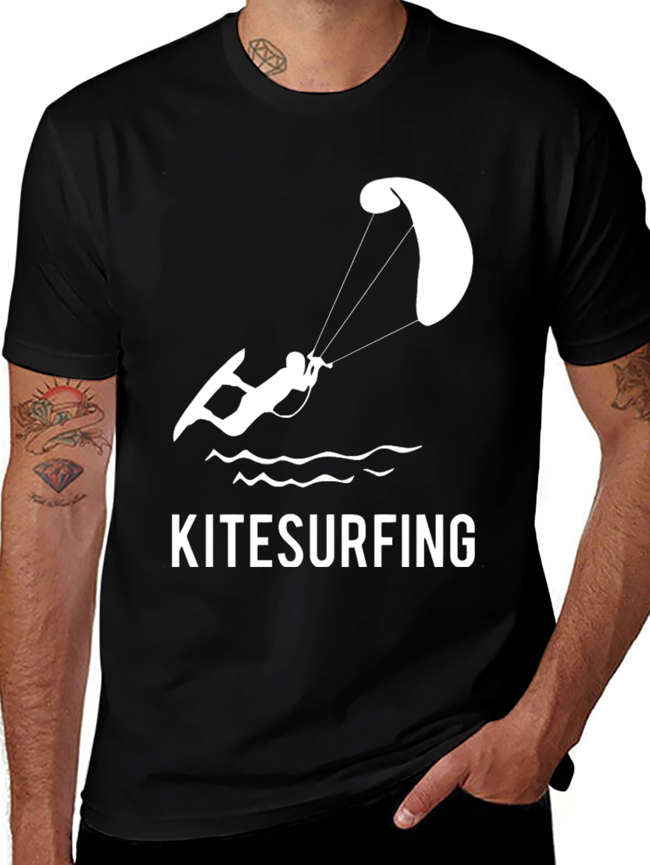Black Kitesurfing Graphic Tee - Stylish Water Sports Apparel main image
