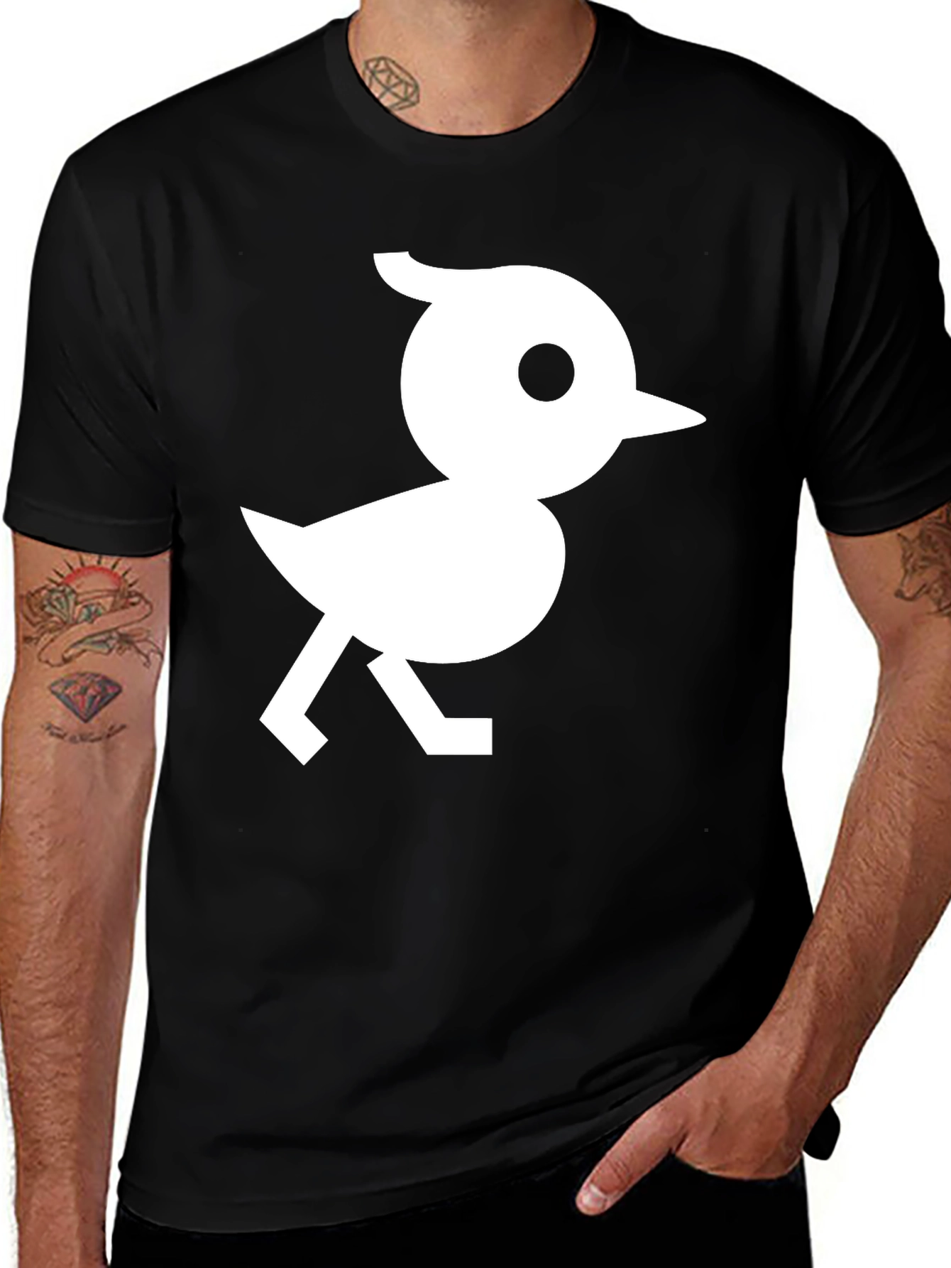 Variant 4 of Black T-Shirt with White Bird Graphic