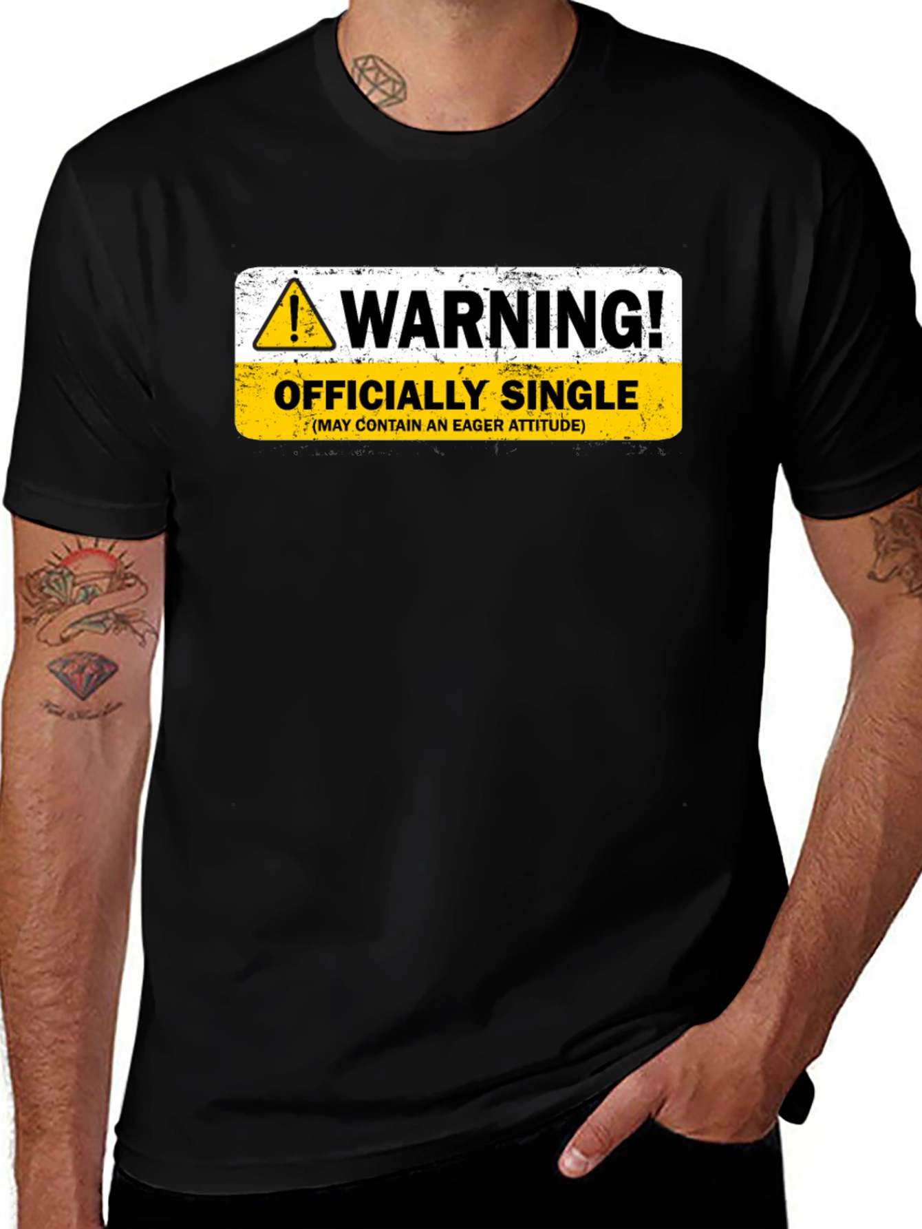 Variant 24 of Warning Officially Single Black T-Shirt