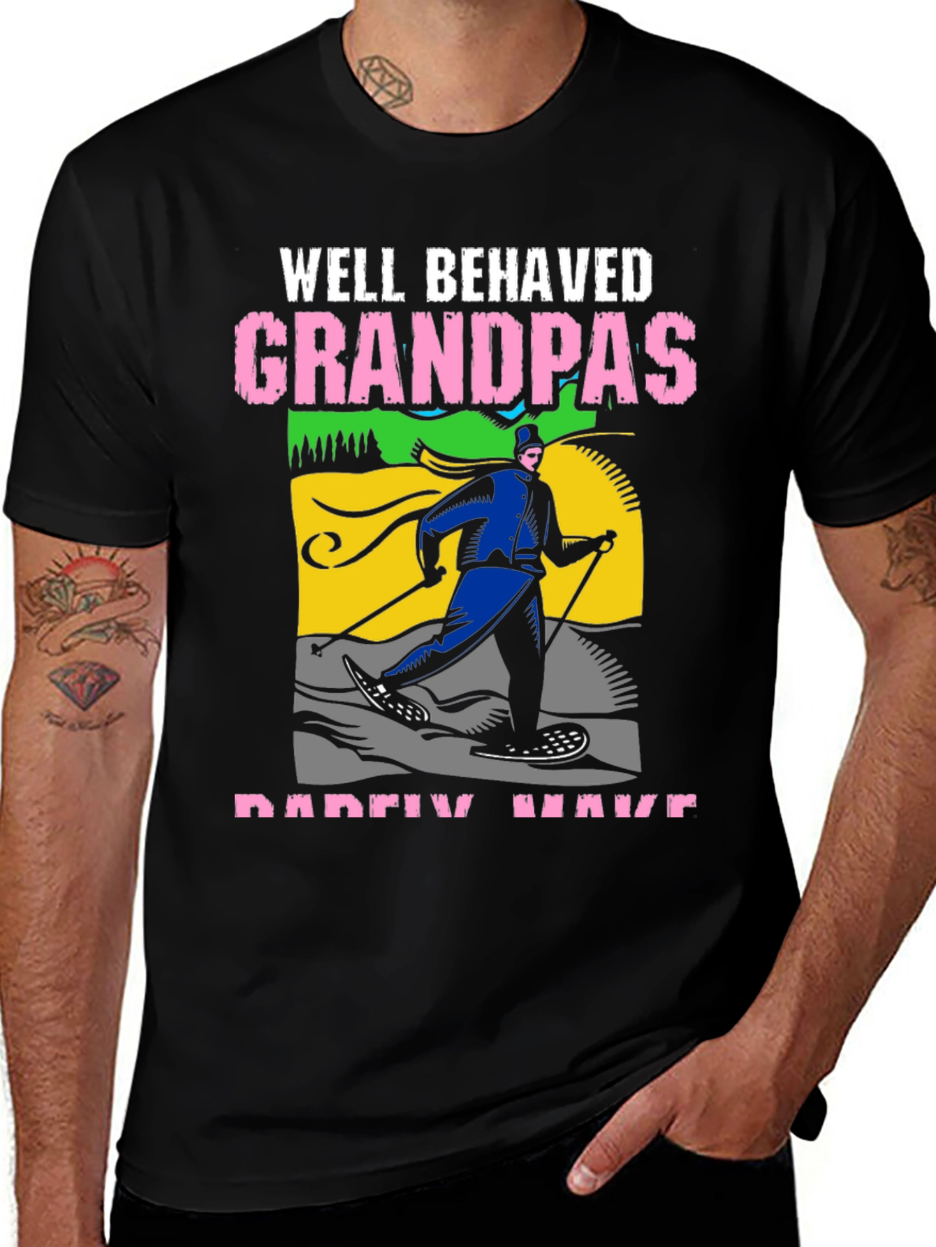 Well Behaved Grandpas T-Shirt - Skiing Design