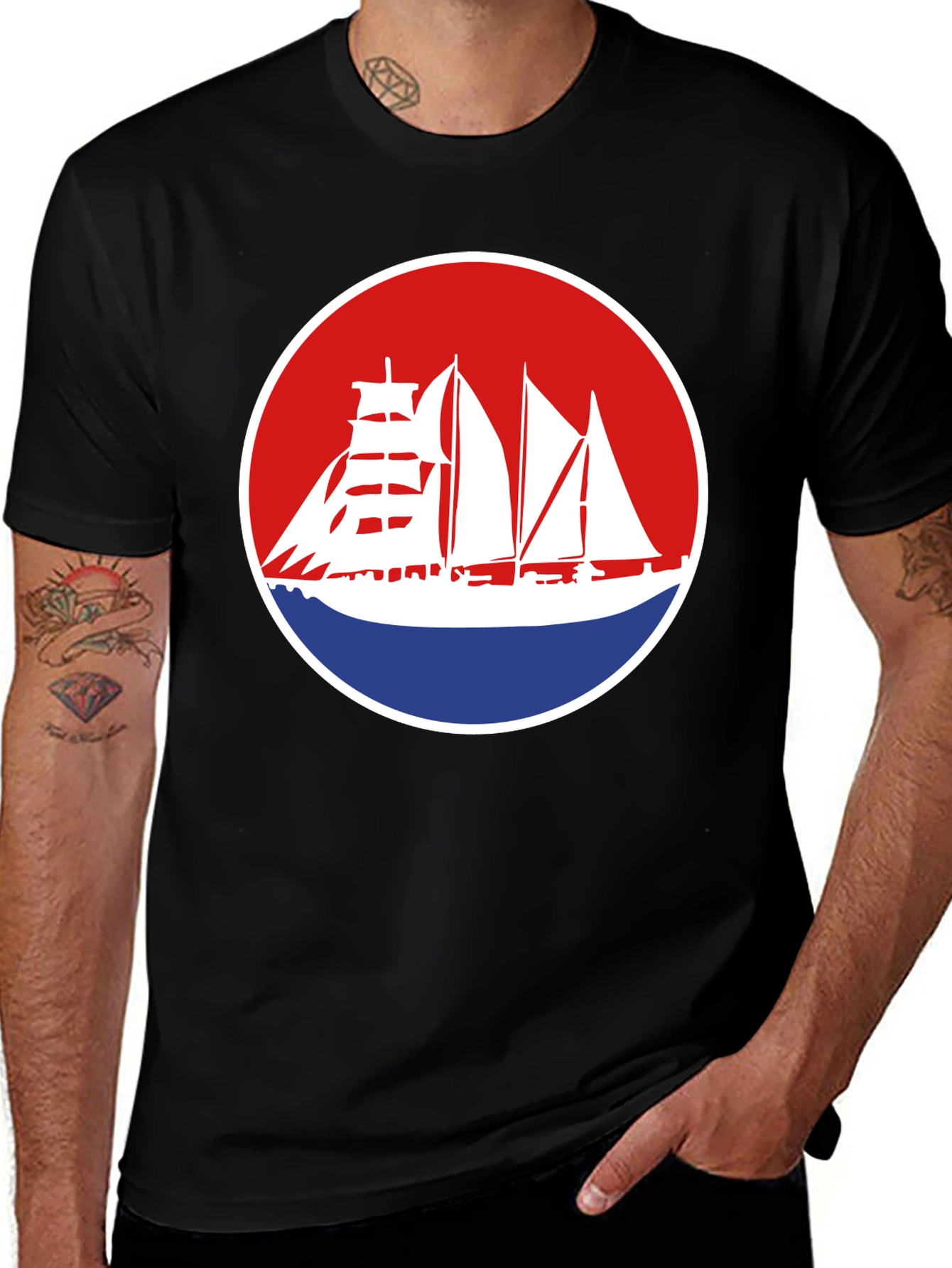 Variant 3 of Sailing Ship Graphic Tee - Nautical Style