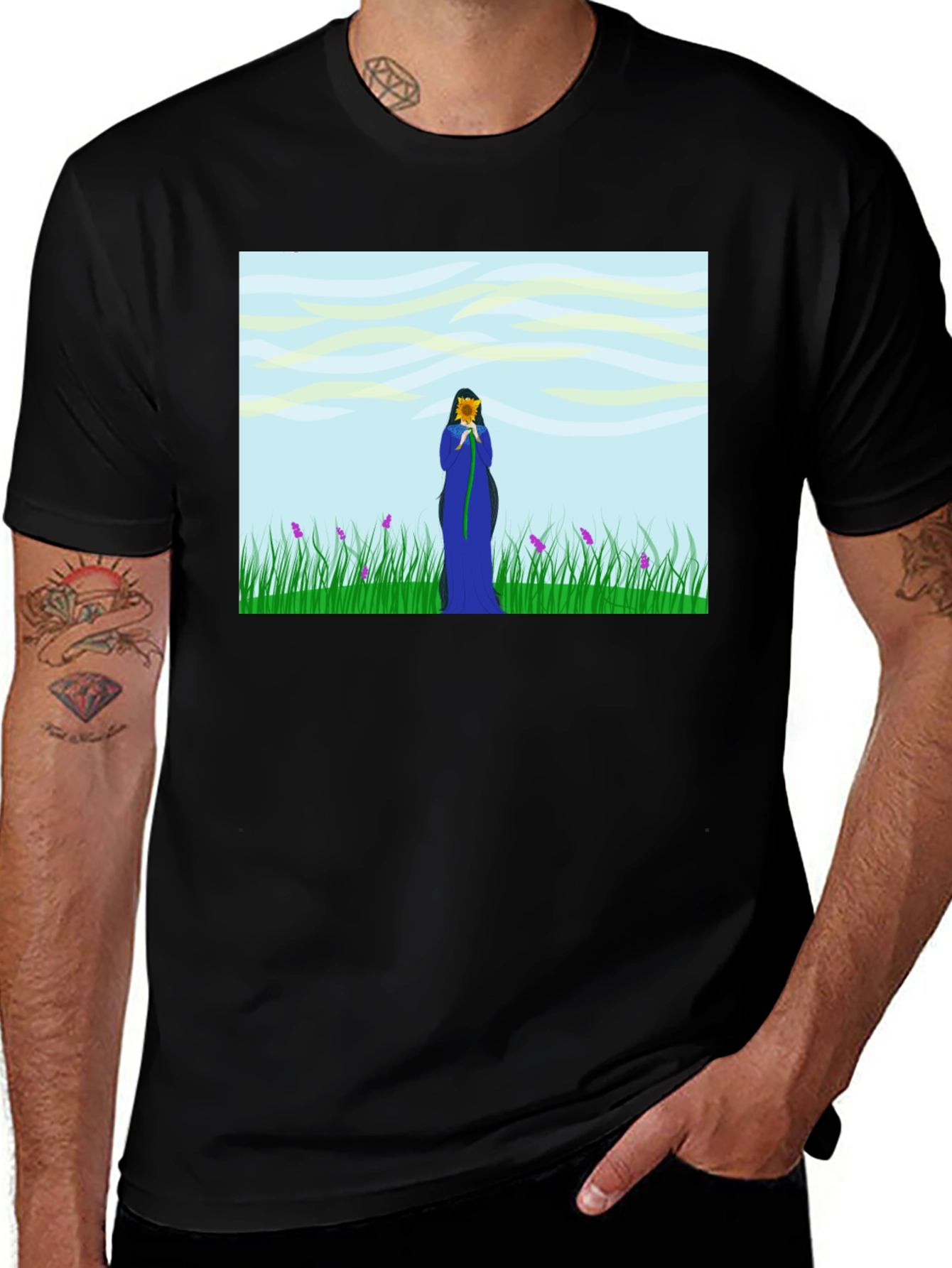 Variant 27 of Nature Lover's T-Shirt: Sunflower Field Design