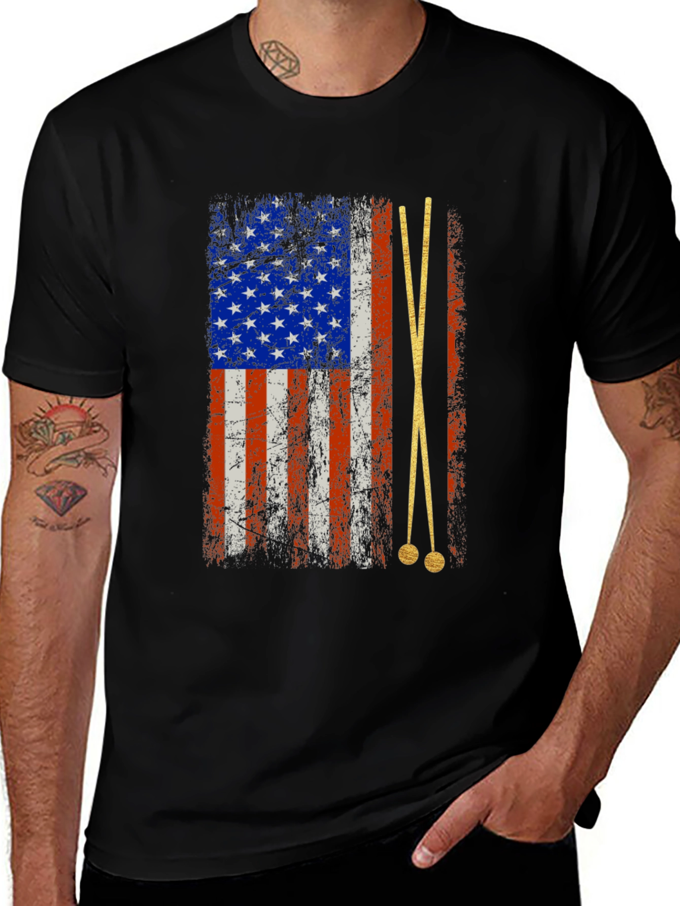 Variant 9 of USA Flag Drumsticks Graphic T-Shirt