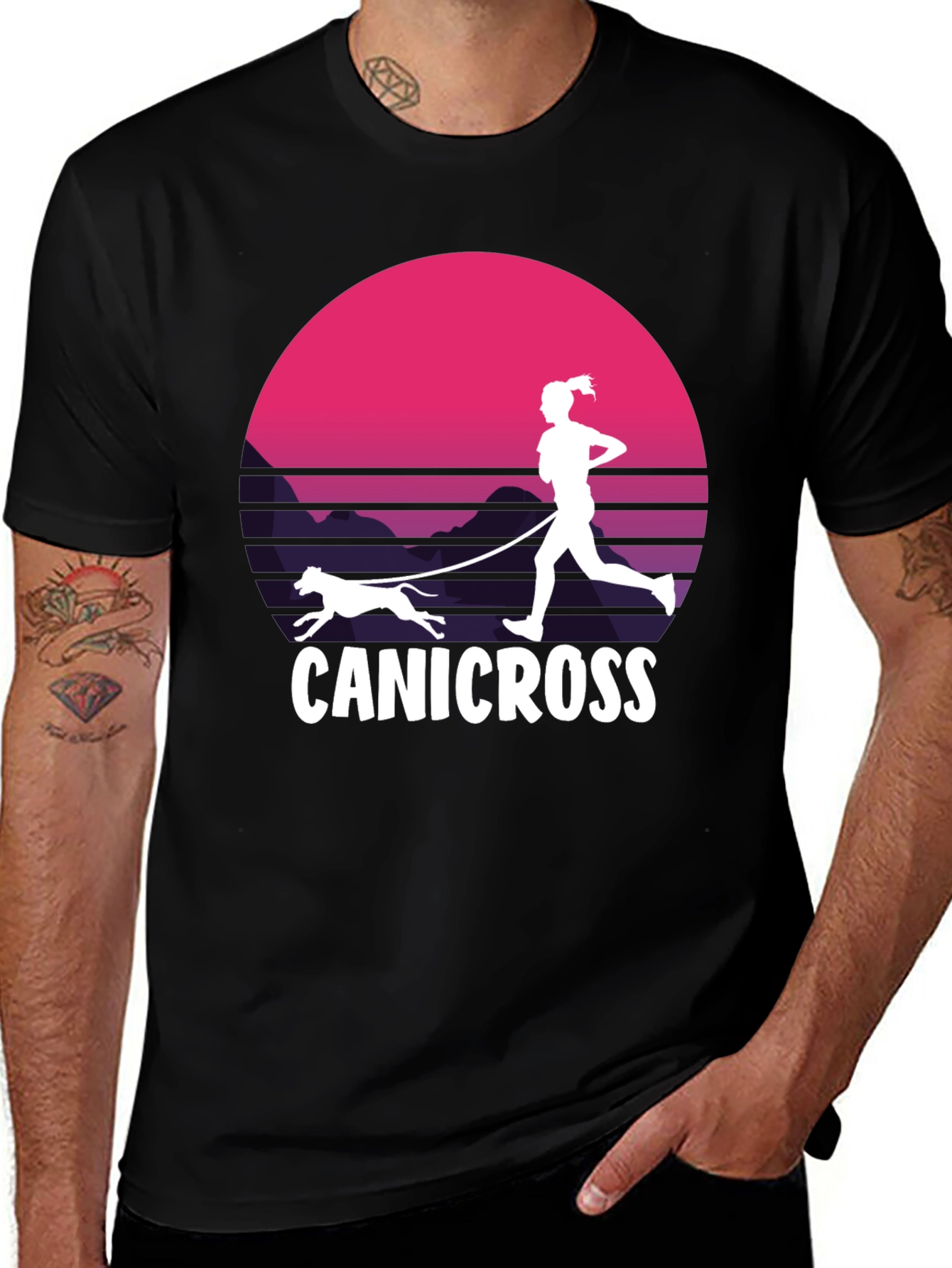 Variant 6 of Canicross Sunset T-Shirt - Running Dog Design