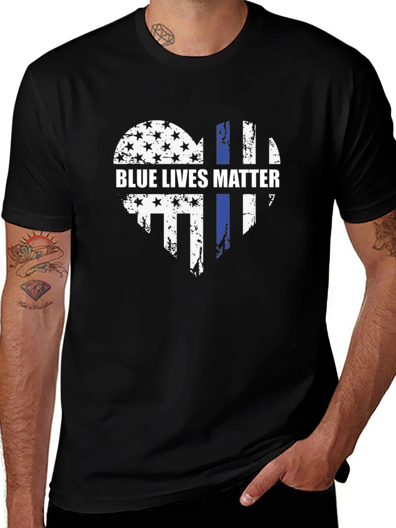 Blue Lives Matter Heart Graphic Tee