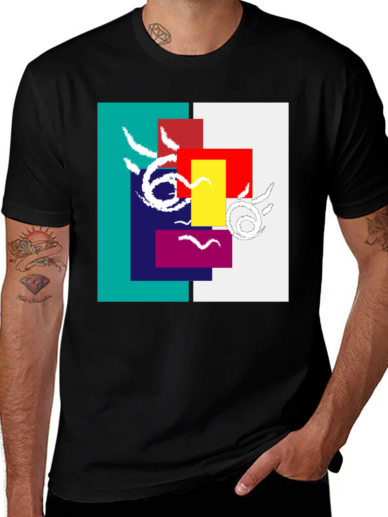 Variant 4 of Abstract Geometric Graphic Tee - Modern Art Shirt