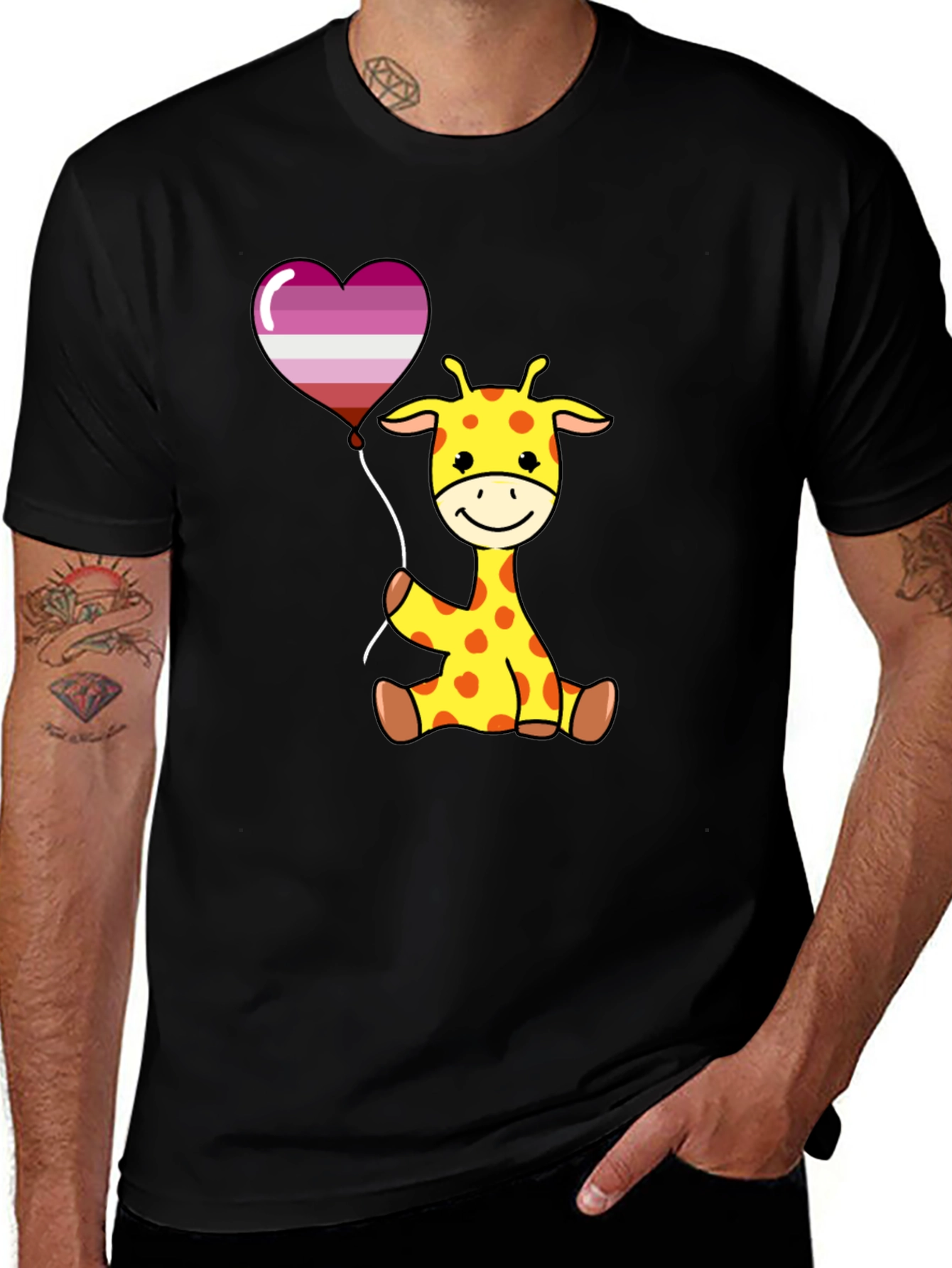 Variant 18 of Giraffe Lesbian Pride Heart Balloon T-Shirt