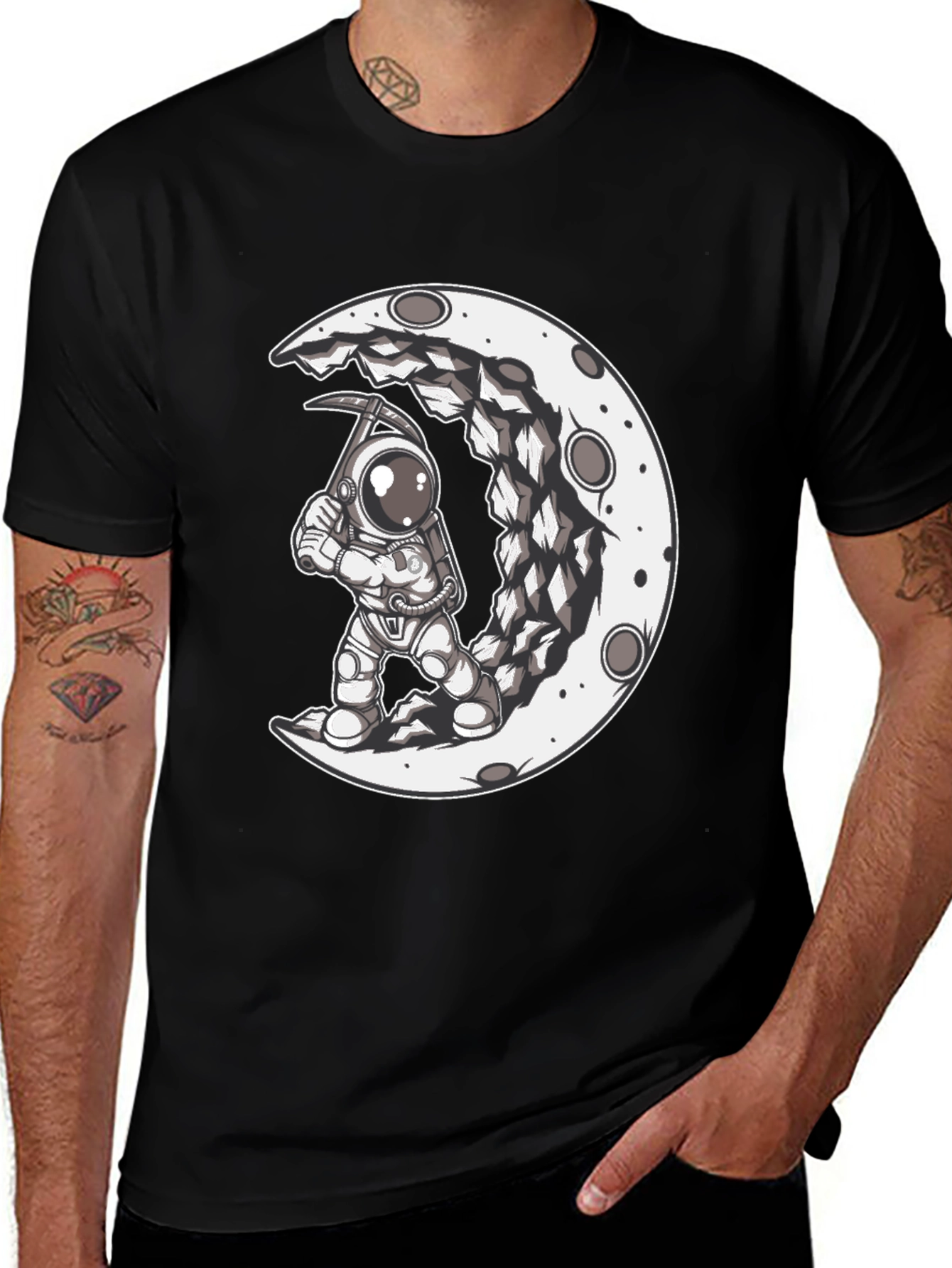 Variant 11 of Astronaut Moon Mining Black Graphic T-Shirt