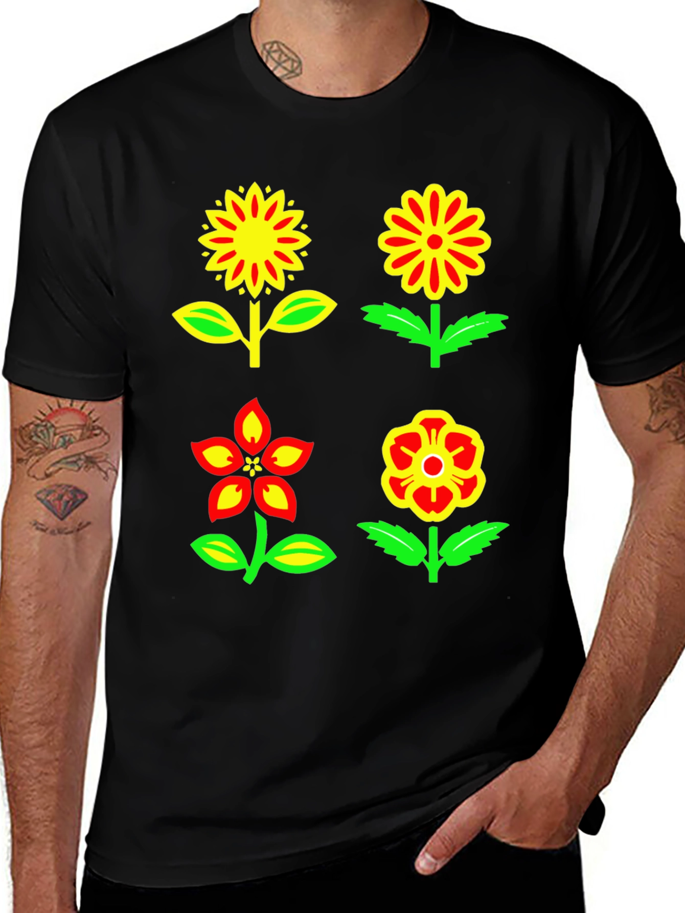Variant 18 of Floral Graphic T-Shirt - Bold Colorful Design