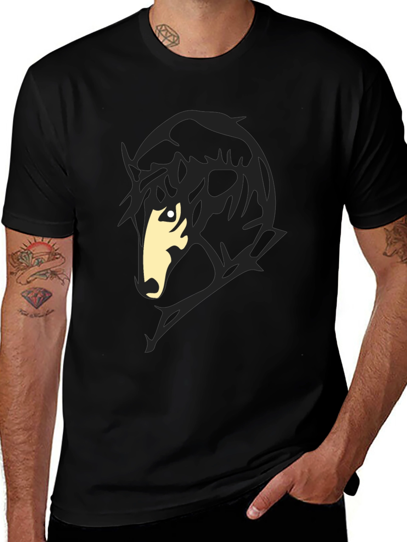 Variant 7 of Black T-Shirt with Horse Silhouette Graphic