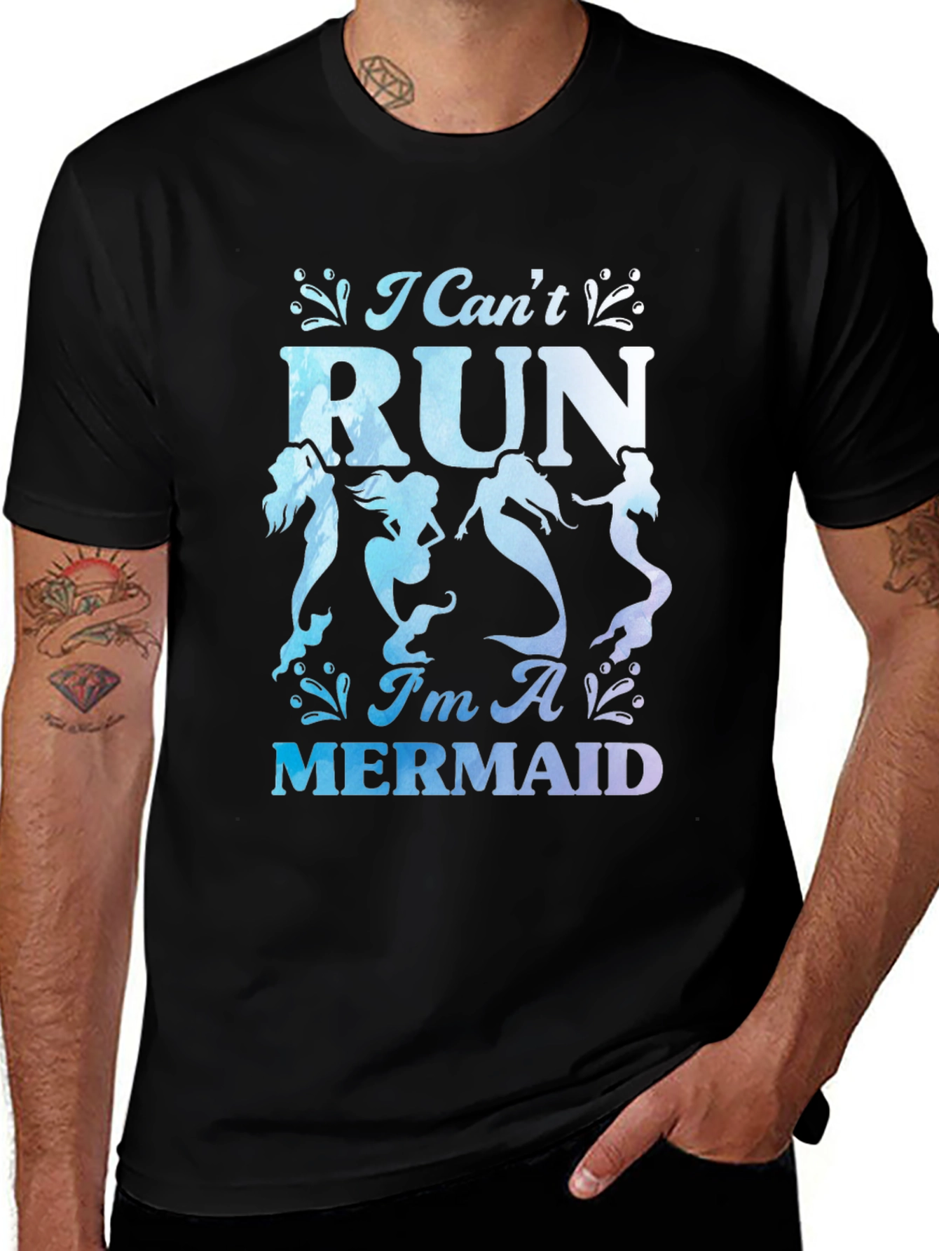 Variant 16 of I Can't Run I'm A Mermaid Graphic Tee - Black