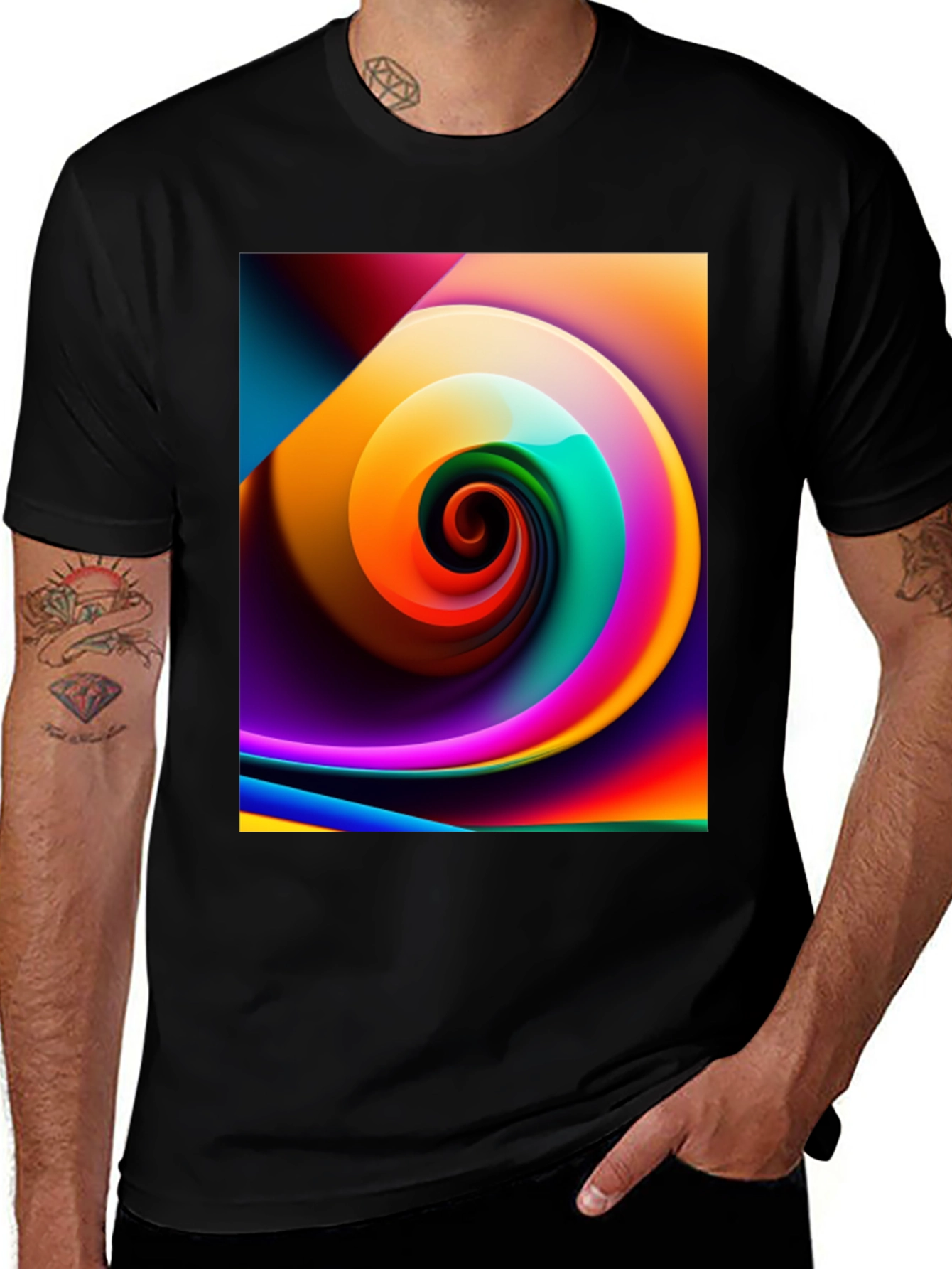 Variant 8 of Vibrant Swirl Graphic Black T-Shirt