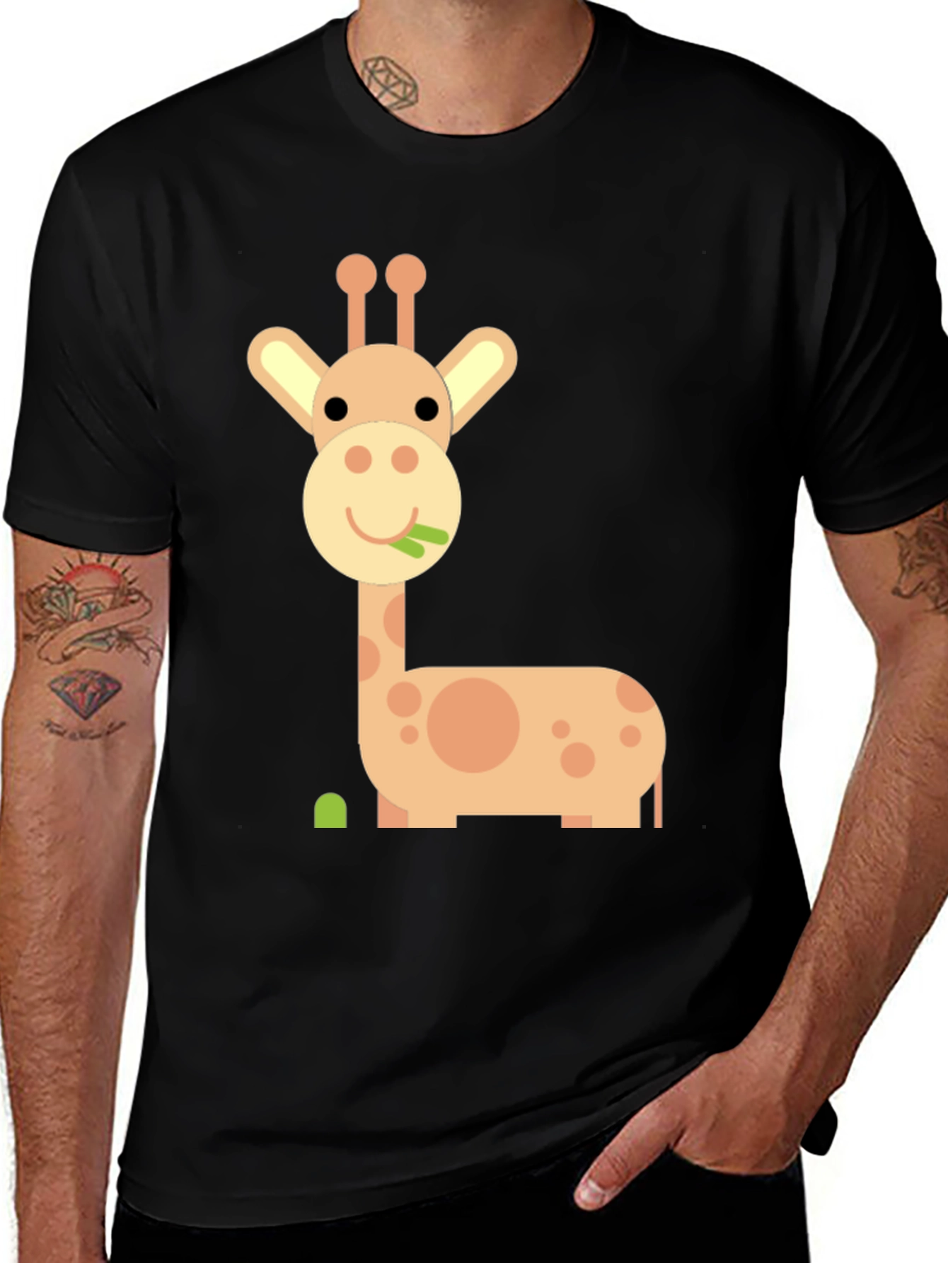 Variant 18 of Cute Cartoon Giraffe Black T-Shirt