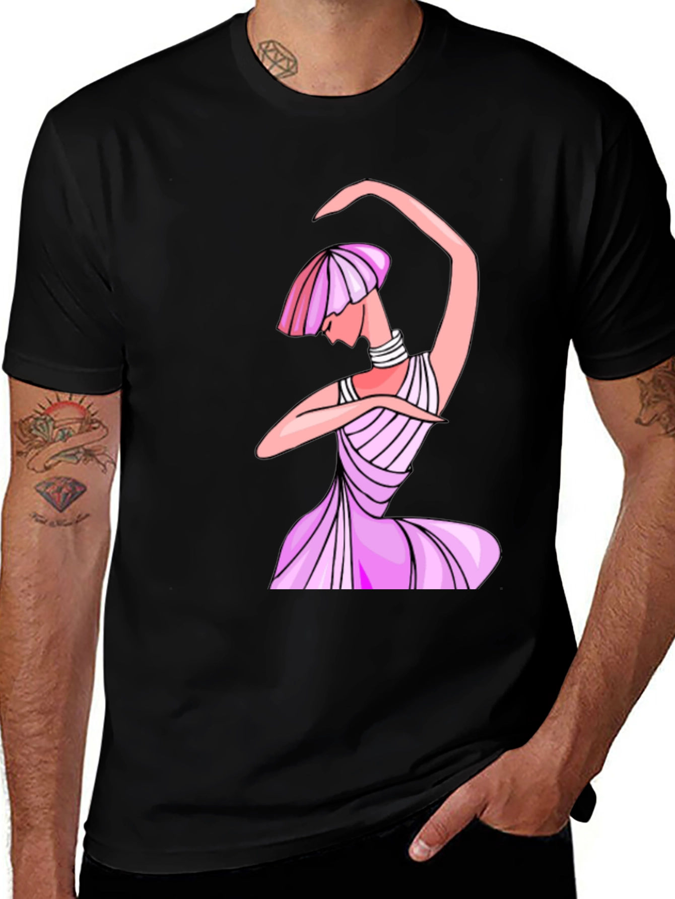 Variant 8 of Stylish Black T-Shirt with Artistic Dancer Design