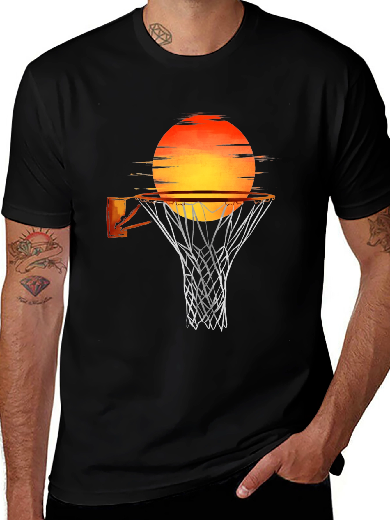 Variant 23 of Sunset Basketball T-Shirt - Black