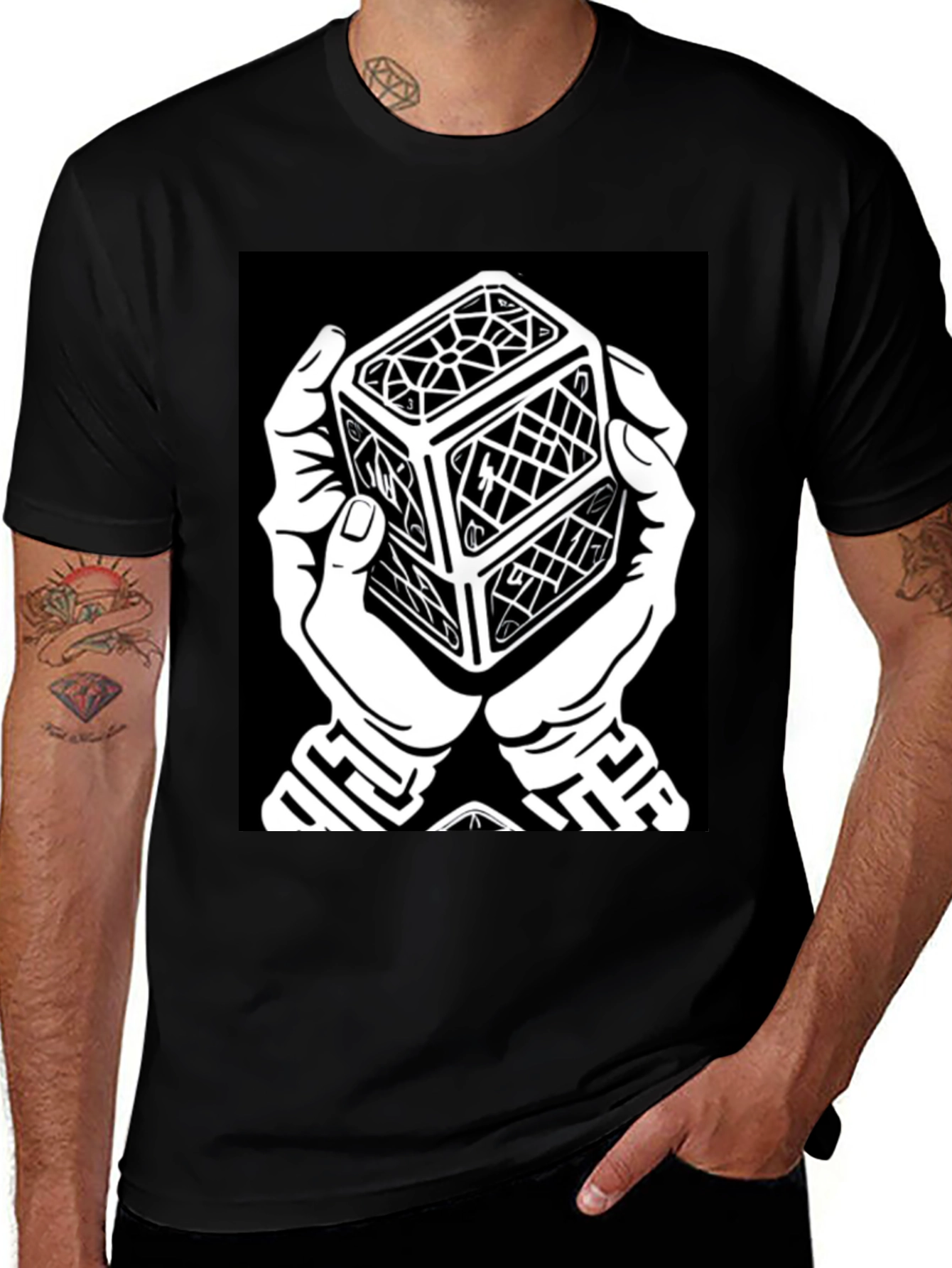 Variant 14 of Mystic Cube Graphic Tee - Mens Black T-Shirt