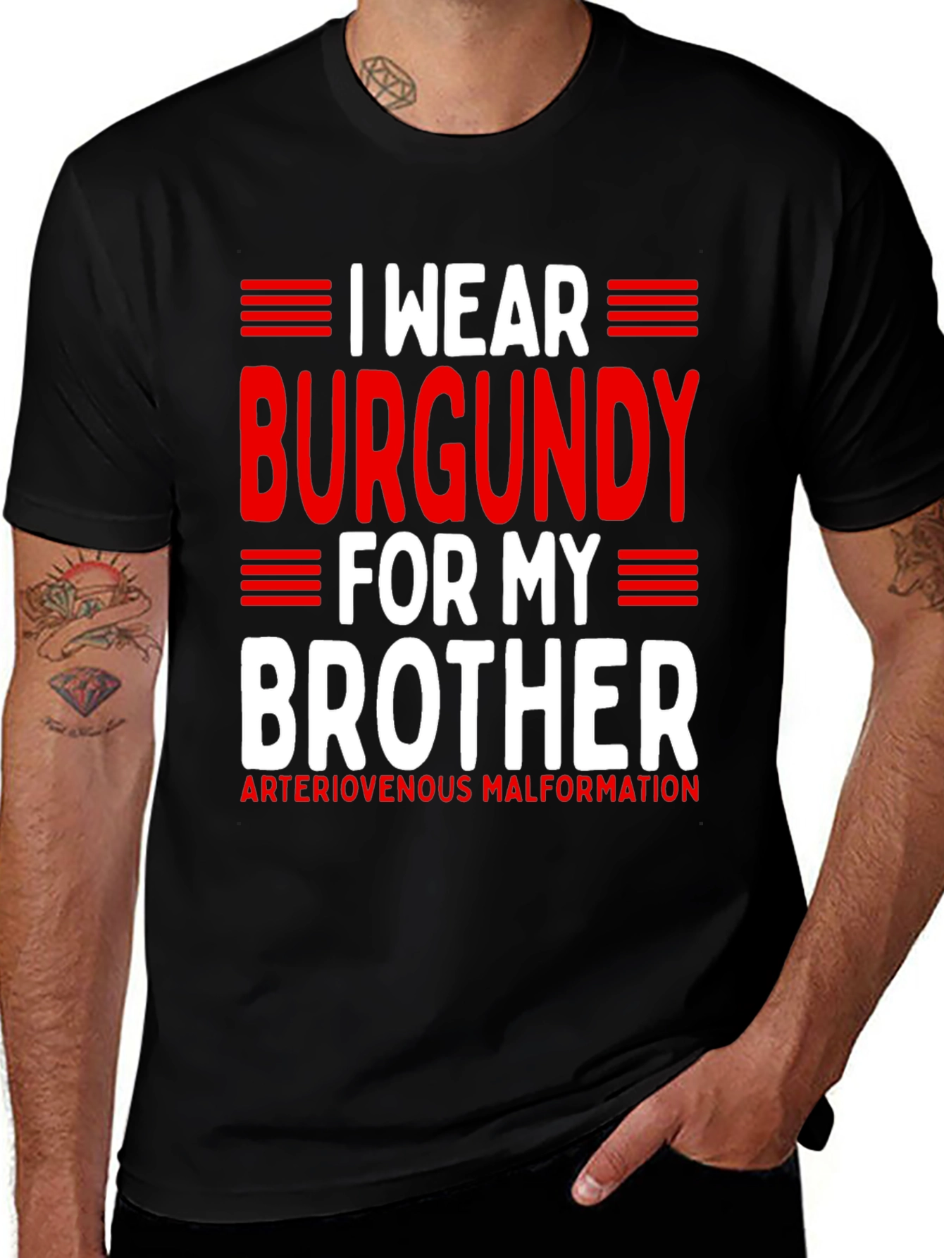 Variant 7 of I Wear Burgundy For My Brother T-Shirt