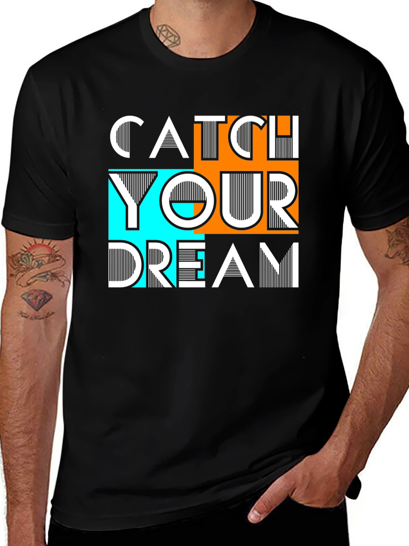 Variant 7 of Catch Your Dream Graphic Tee - Black Unisex