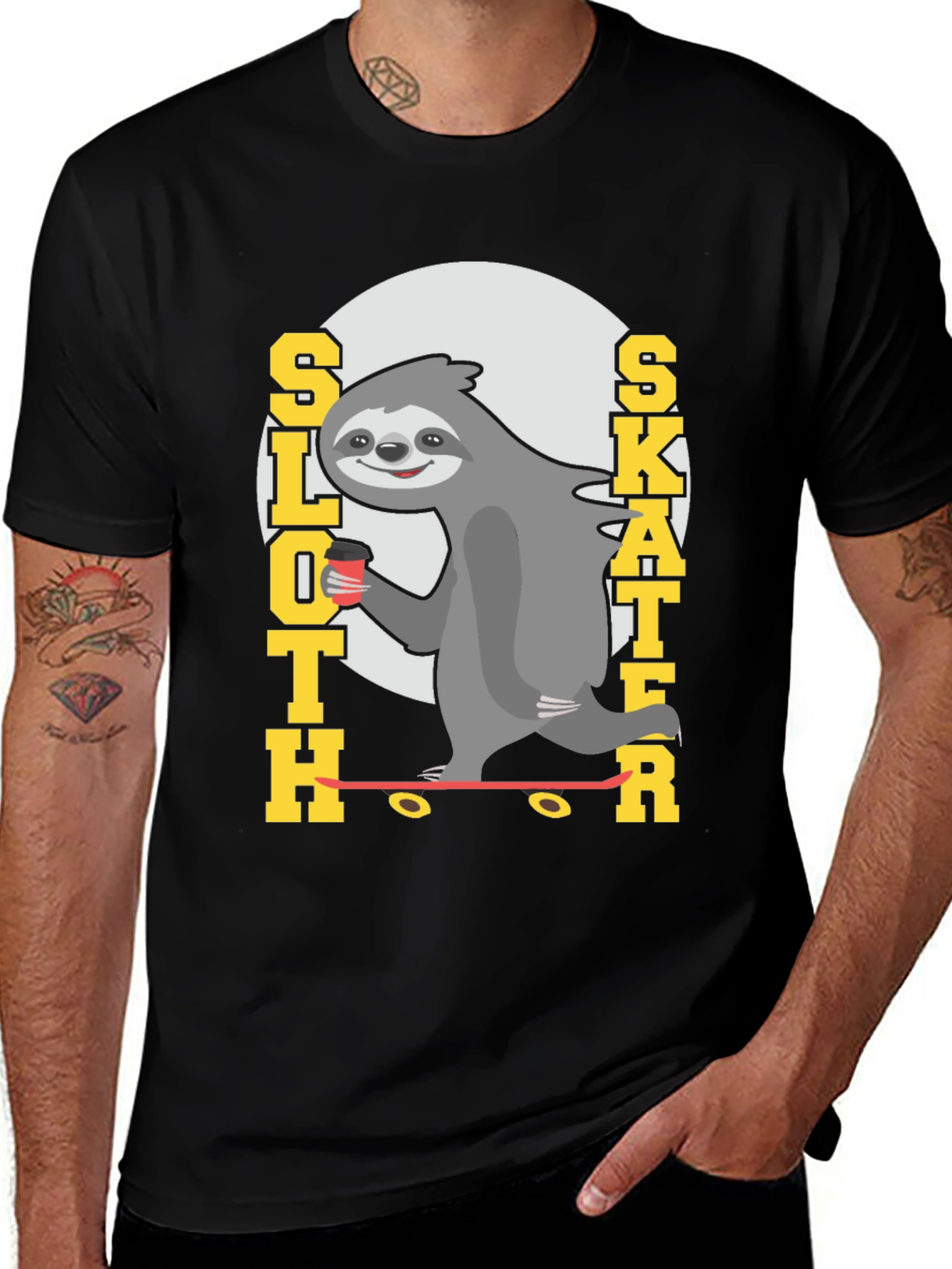 Variant 24 of Sloth Skater Tee - Funny Graphic T-Shirt