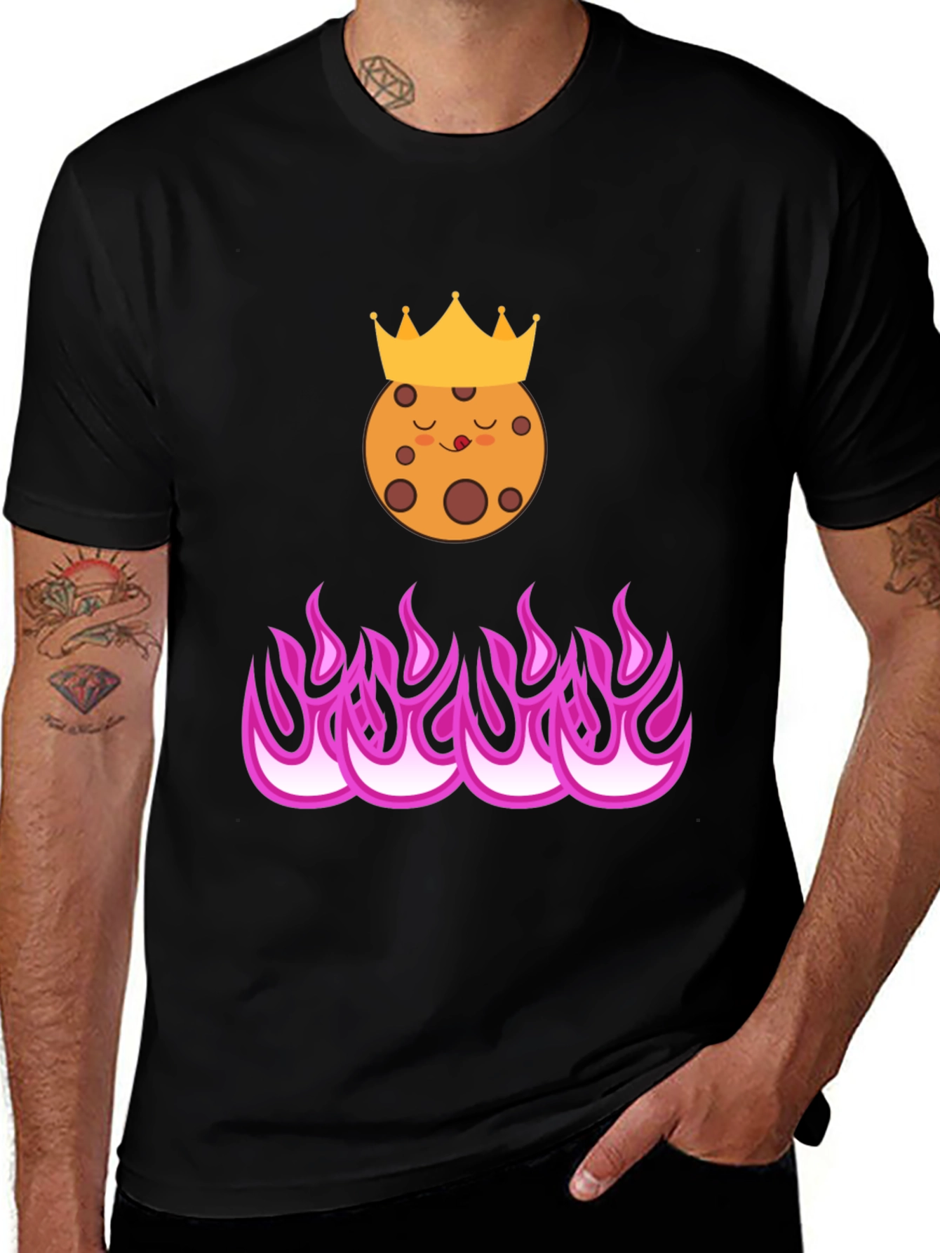 Variant 2 of Cookie King on Fire T-Shirt - Trendy Graphic Tee
