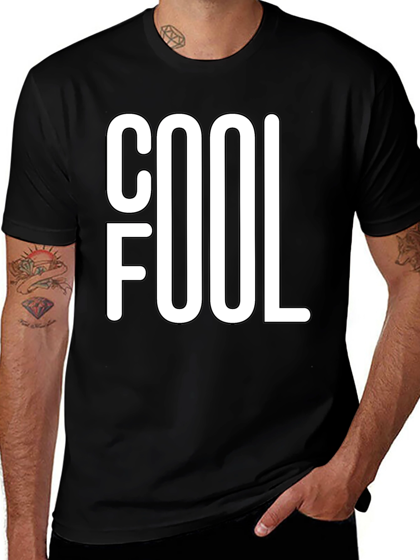 Variant 18 of Cool Fool Black Graphic Tee - Men's Short Sleeve Cotton T-Shirt