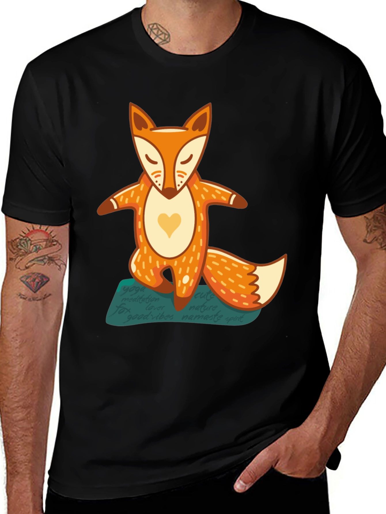 Variant 21 of Yoga Fox Graphic Tee - Meditative Animal Design