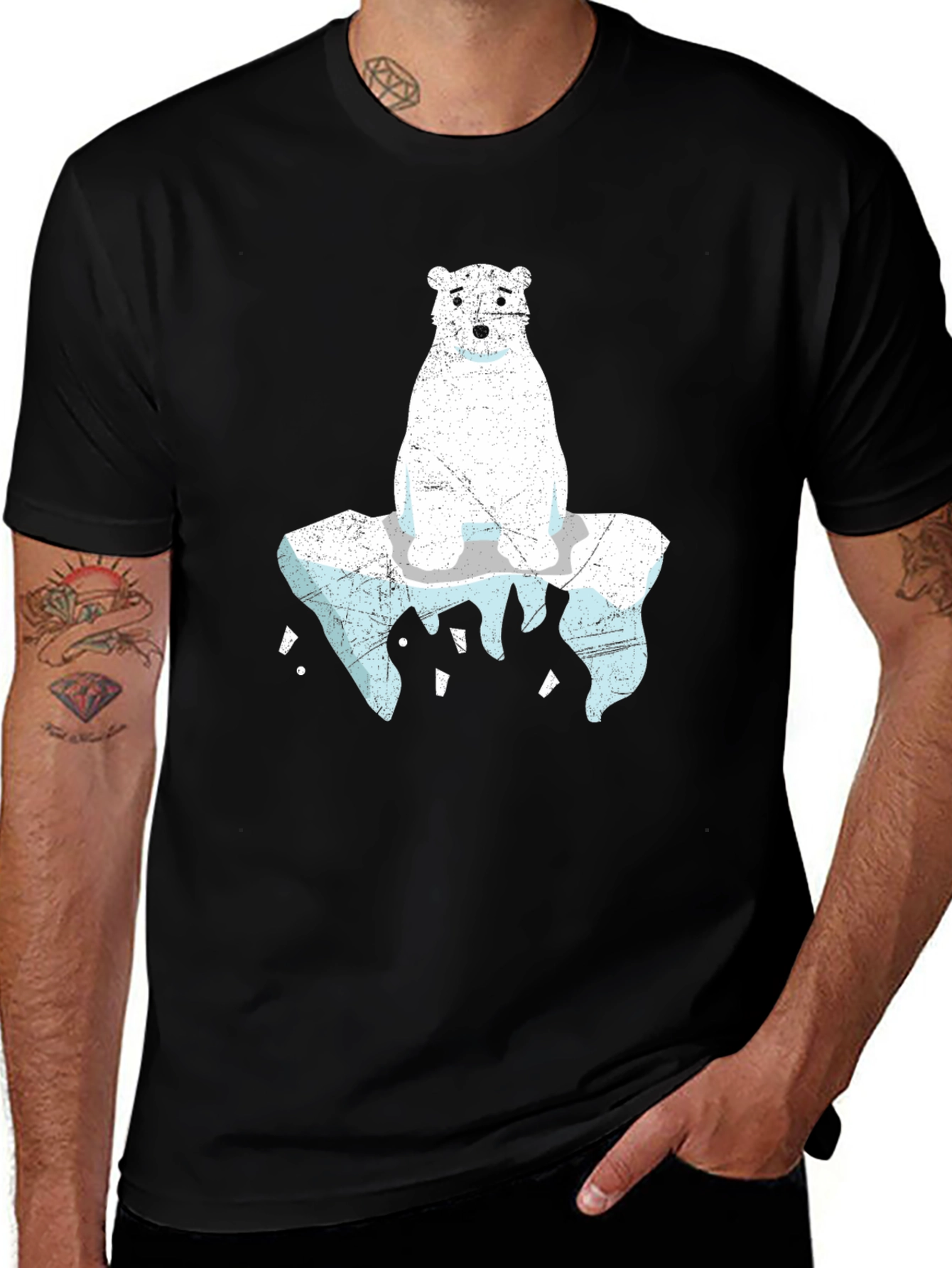 Variant 6 of Polar Bear on Ice T-Shirt - Climate Change Awareness Tee