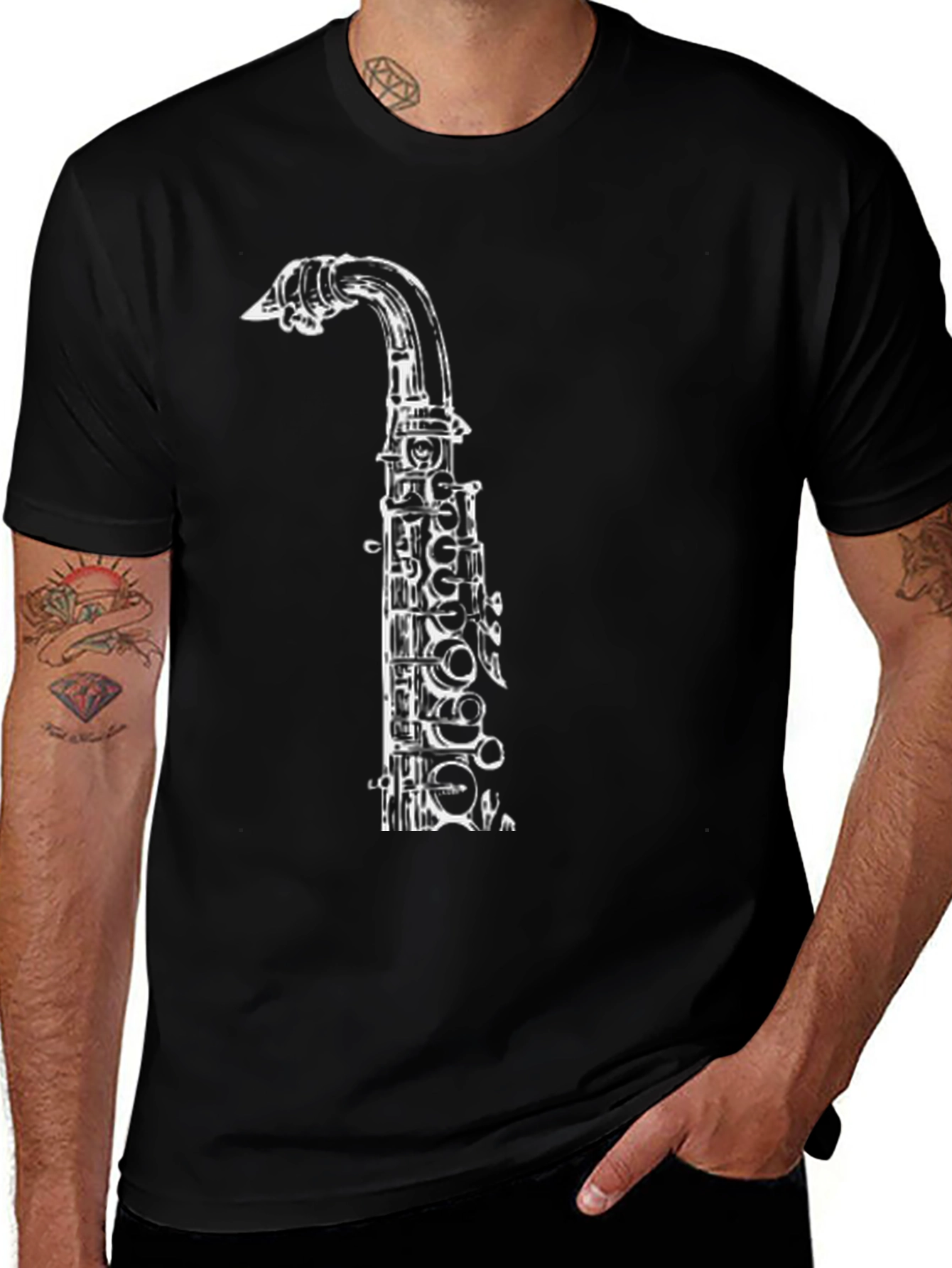 Variant 27 of Saxophone Graphic T-Shirt - Black