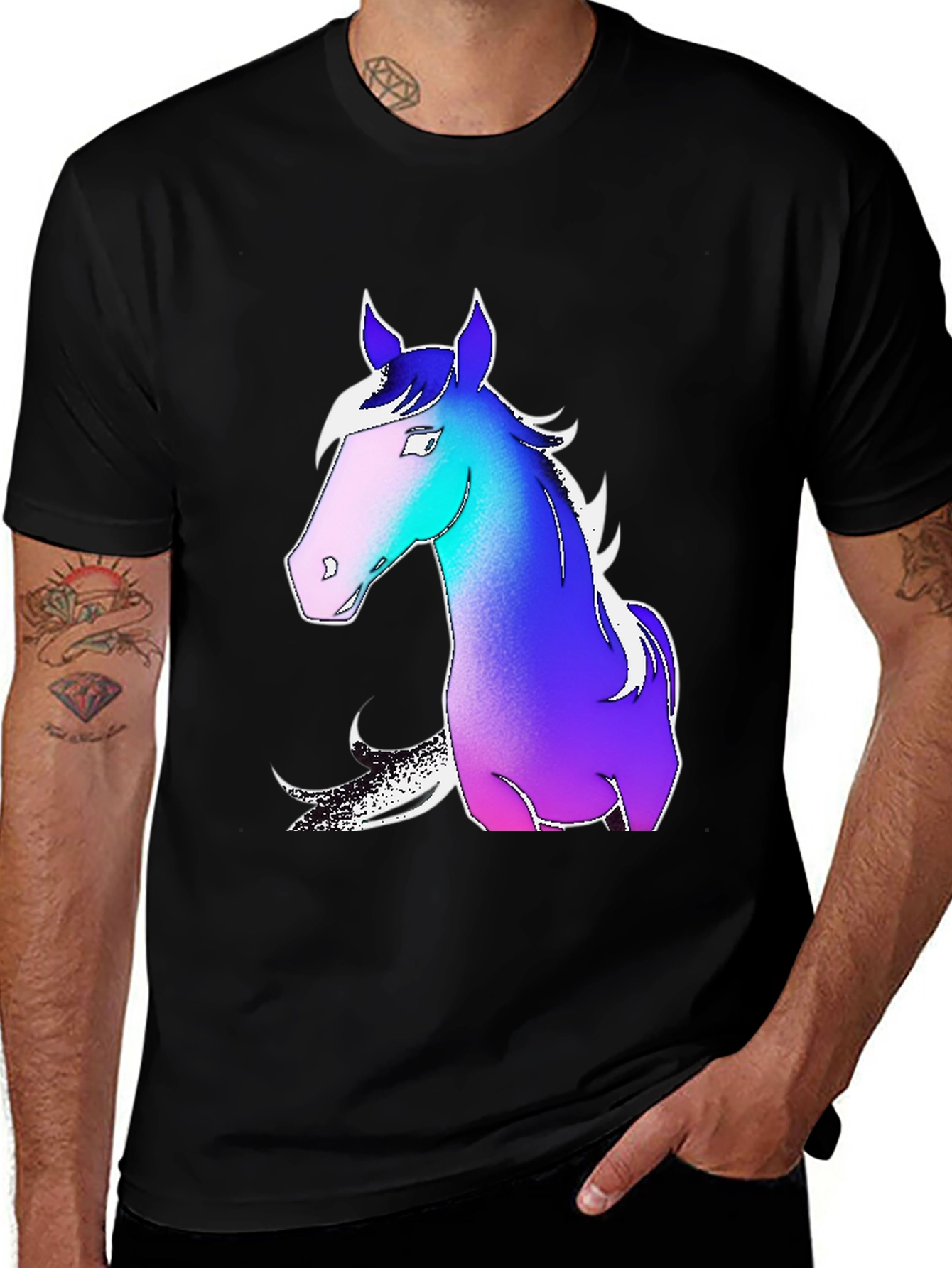 Variant 15 of Horse Graphic Tee - Black Unisex Shirt