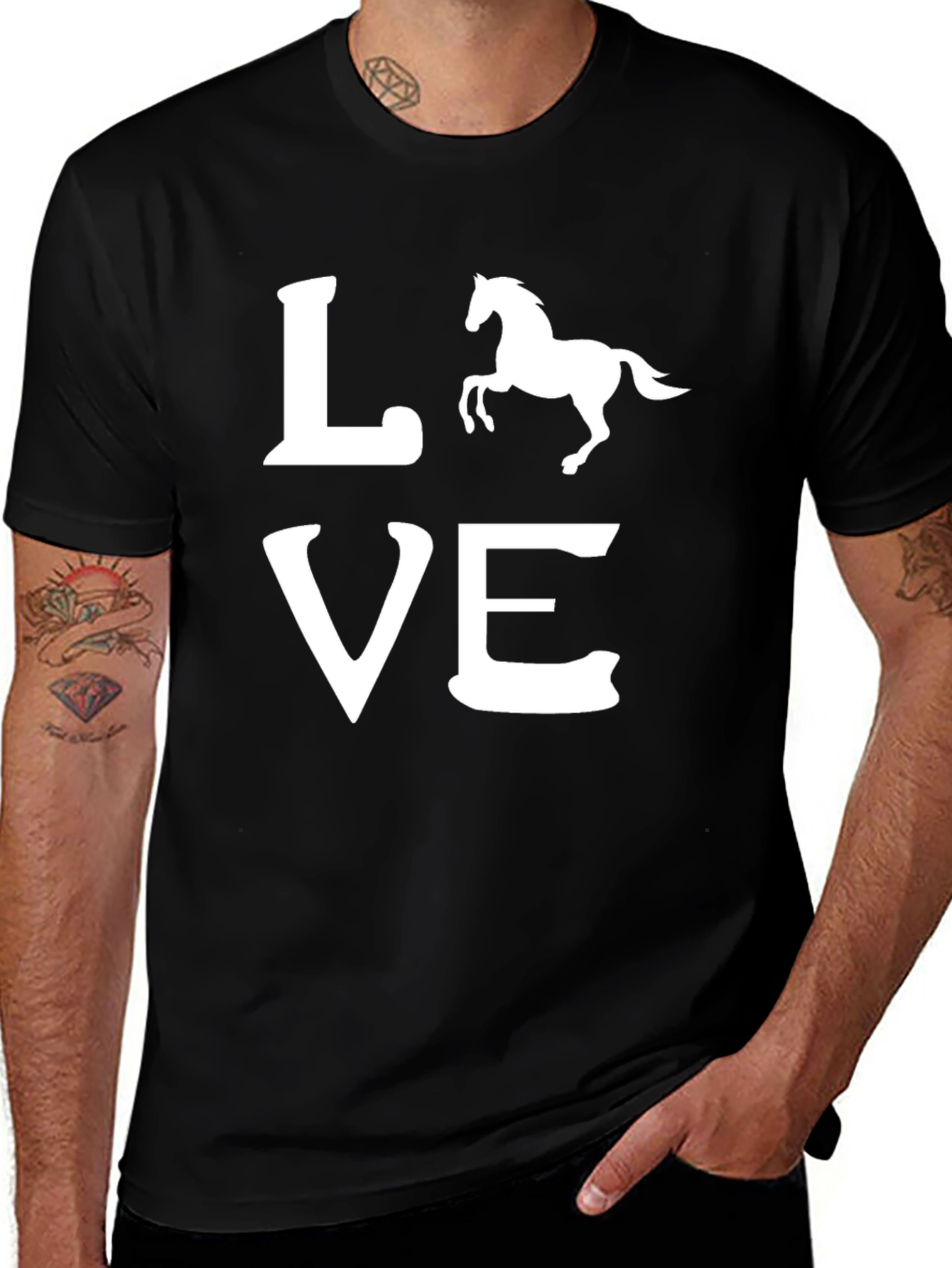 Black Love Horse Tee - Stylish Graphic T-Shirt main image