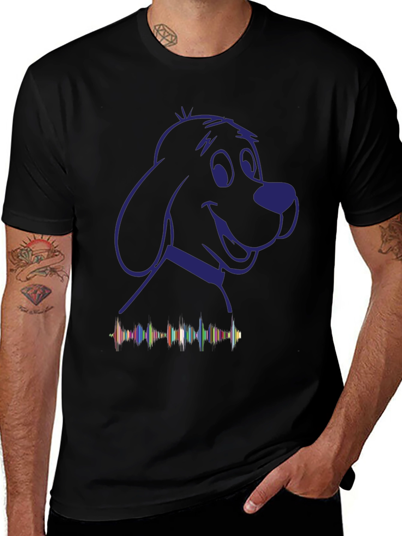 Variant 6 of Dog Outline T-Shirt with Soundwave Graphic