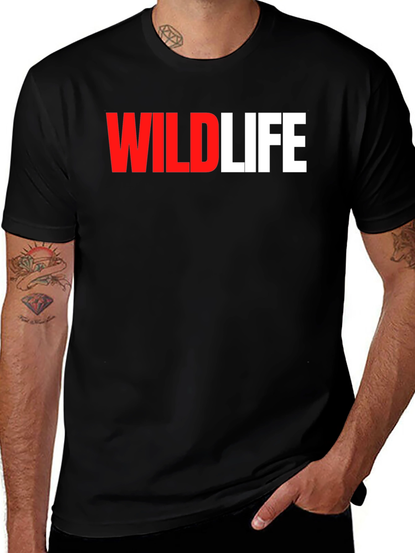 Variant 24 of Wildlife Graphic Tee - Black Casual T-Shirt
