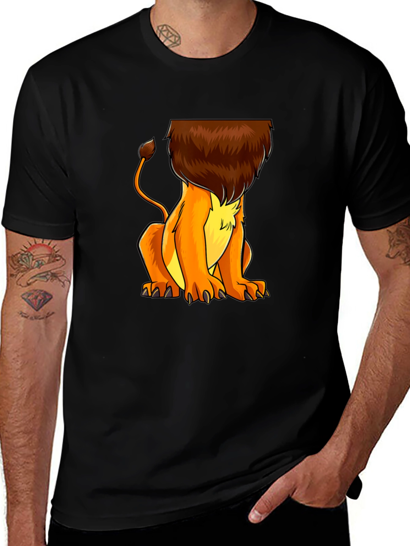 Variant 7 of Lion Graphic Print Black T-Shirt
