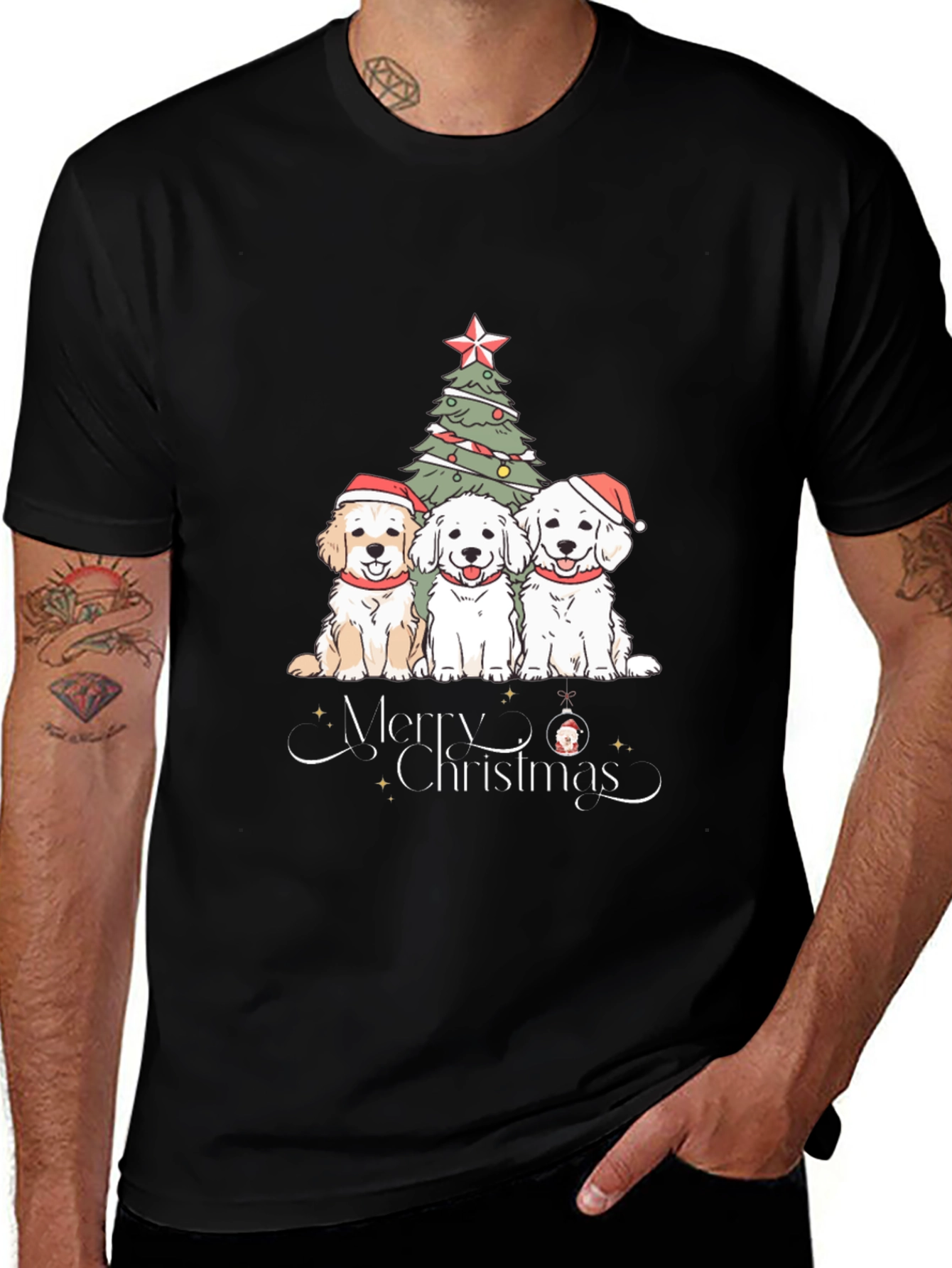 Variant 26 of Festive Dogs Christmas T-Shirt