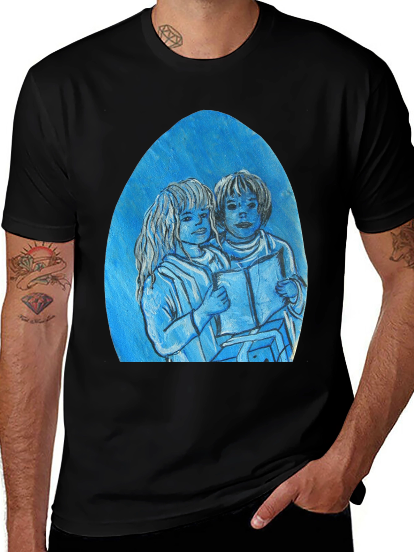 Variant 20 of Blue Children Reading Graphic Tee