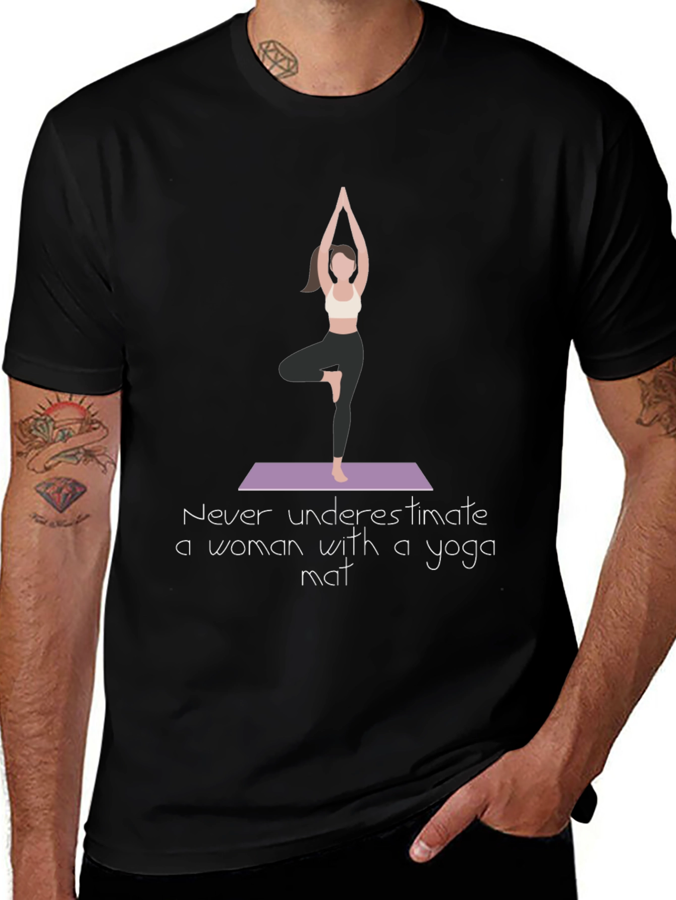Variant 26 of Yoga Woman T-Shirt: Never Underestimate