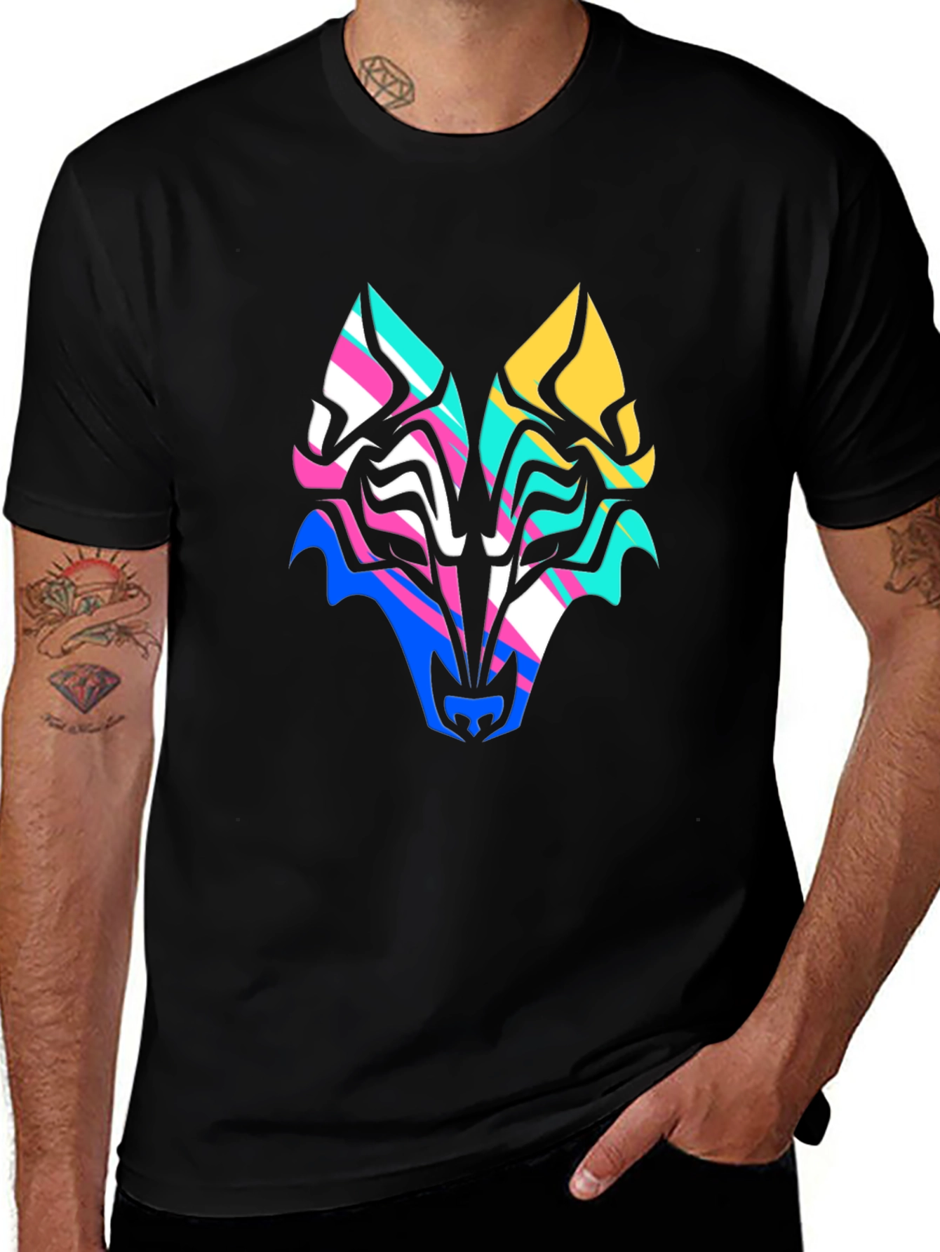Variant 11 of Abstract Wolf Graphic Tee - Bold Colorful Design