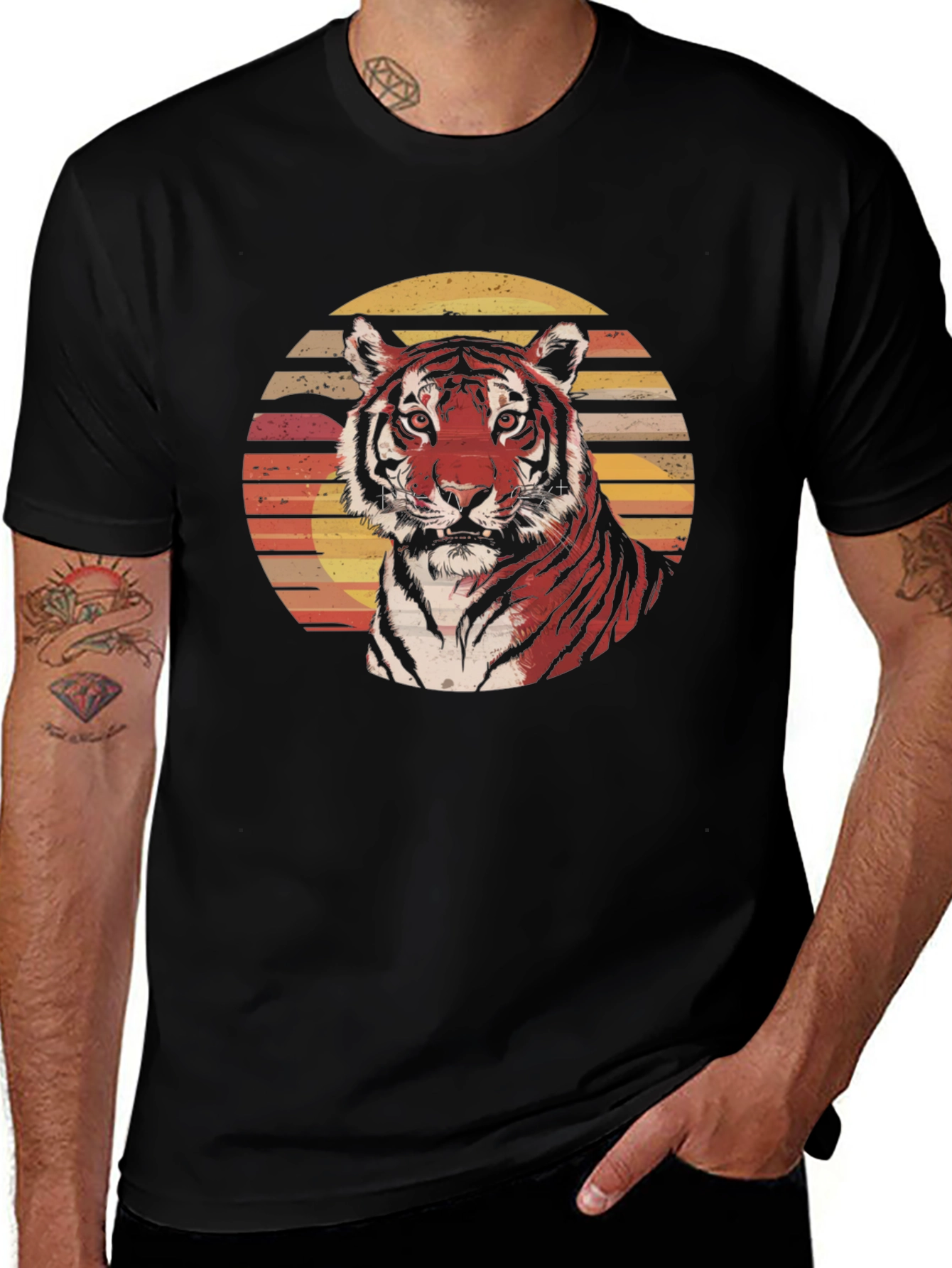Variant 30 of Retro Tiger Graphic Tee - Cool Cat Shirt
