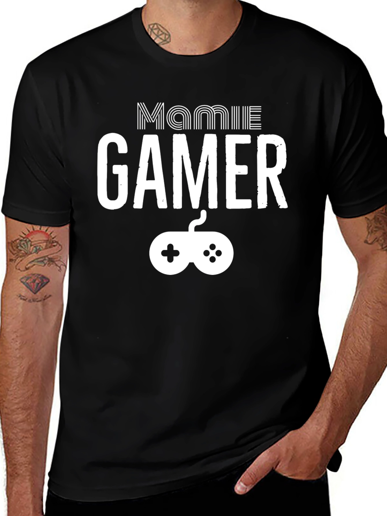 Variant 25 of Mamie Gamer T-Shirt - Black Cotton Tee