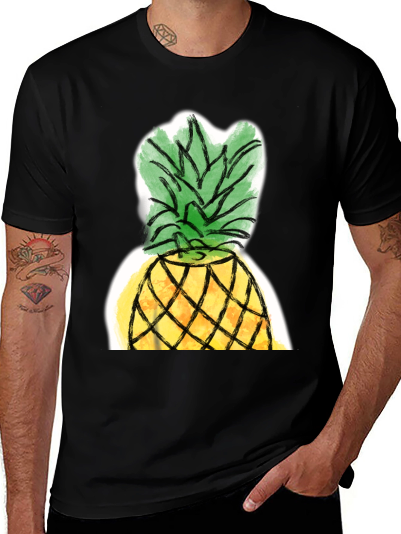 Variant 25 of Pineapple Graphic Tee - Casual Black T-Shirt