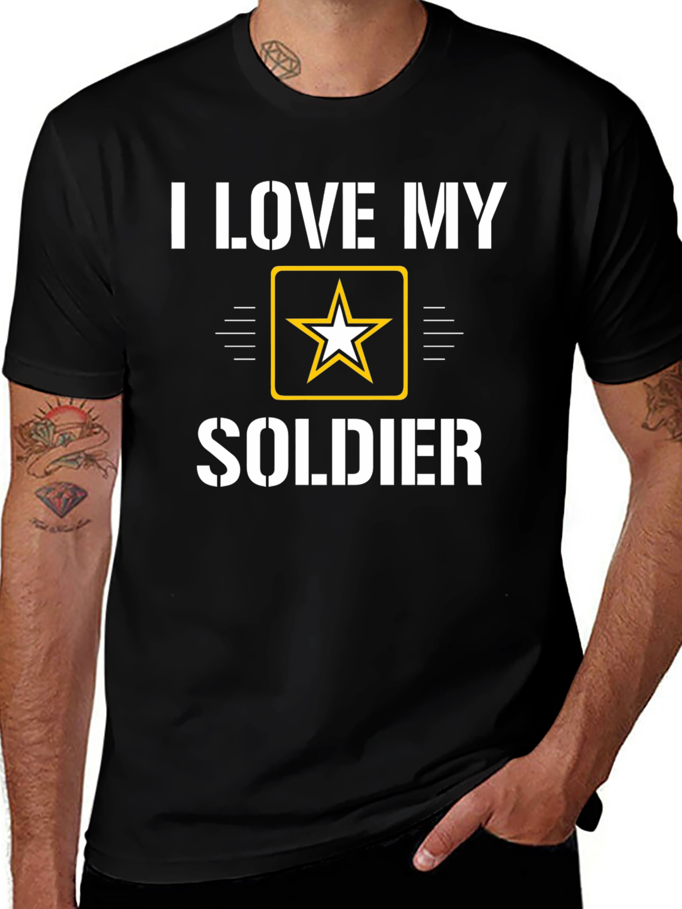 Variant 13 of I Love My Soldier Graphic Tee - Military Support