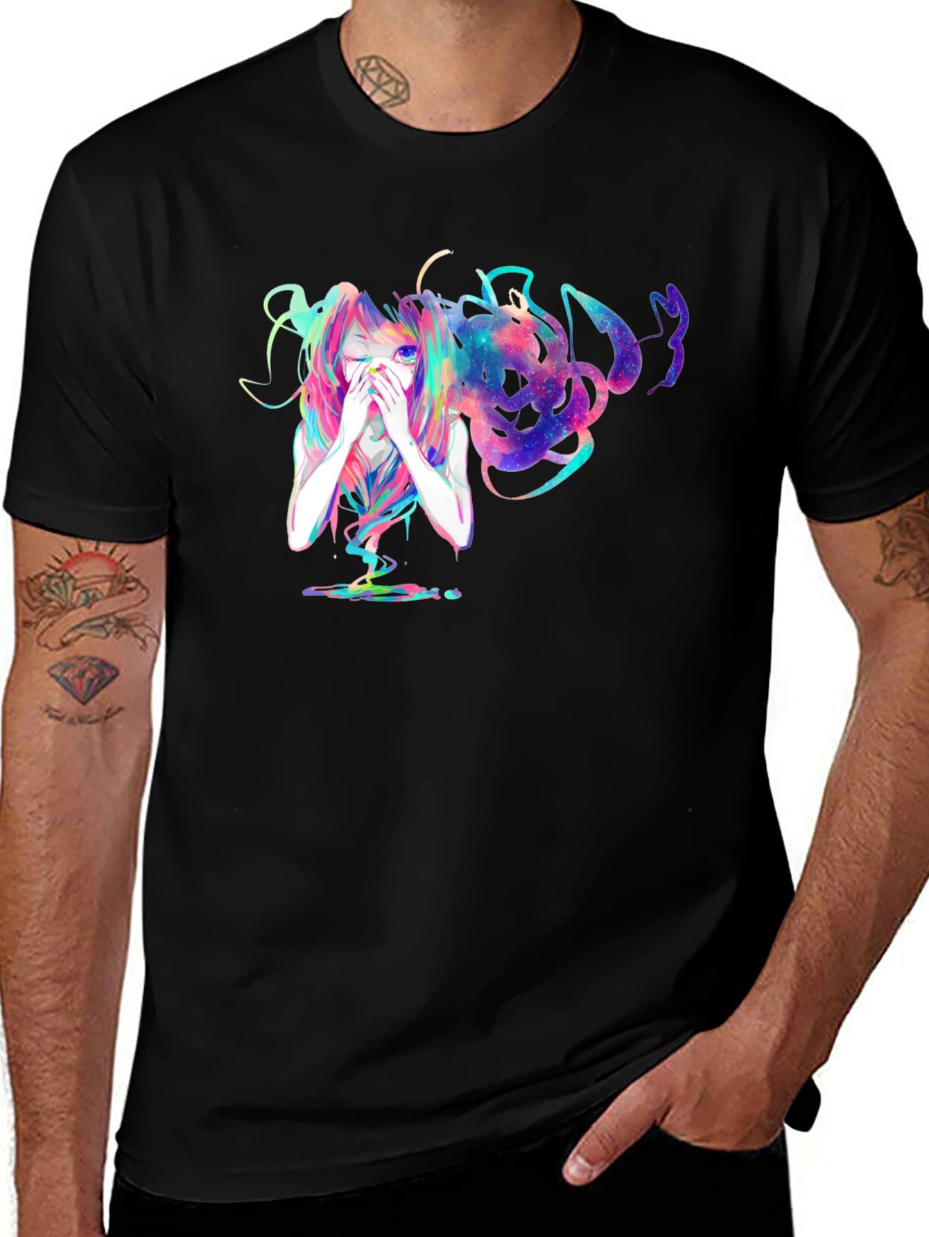 Variant 22 of Anime Galaxy Girl Black T-Shirt