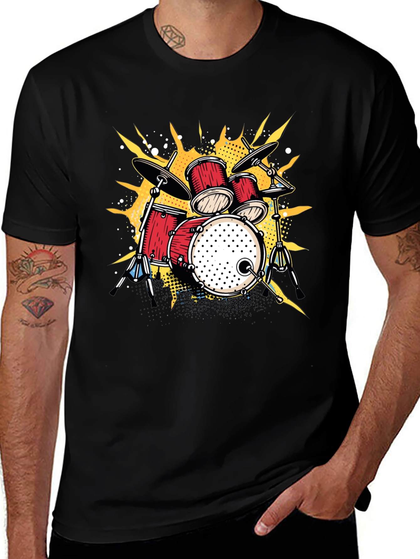 Variant 12 of Drum Set Graphic T-Shirt - Music Lover Tee