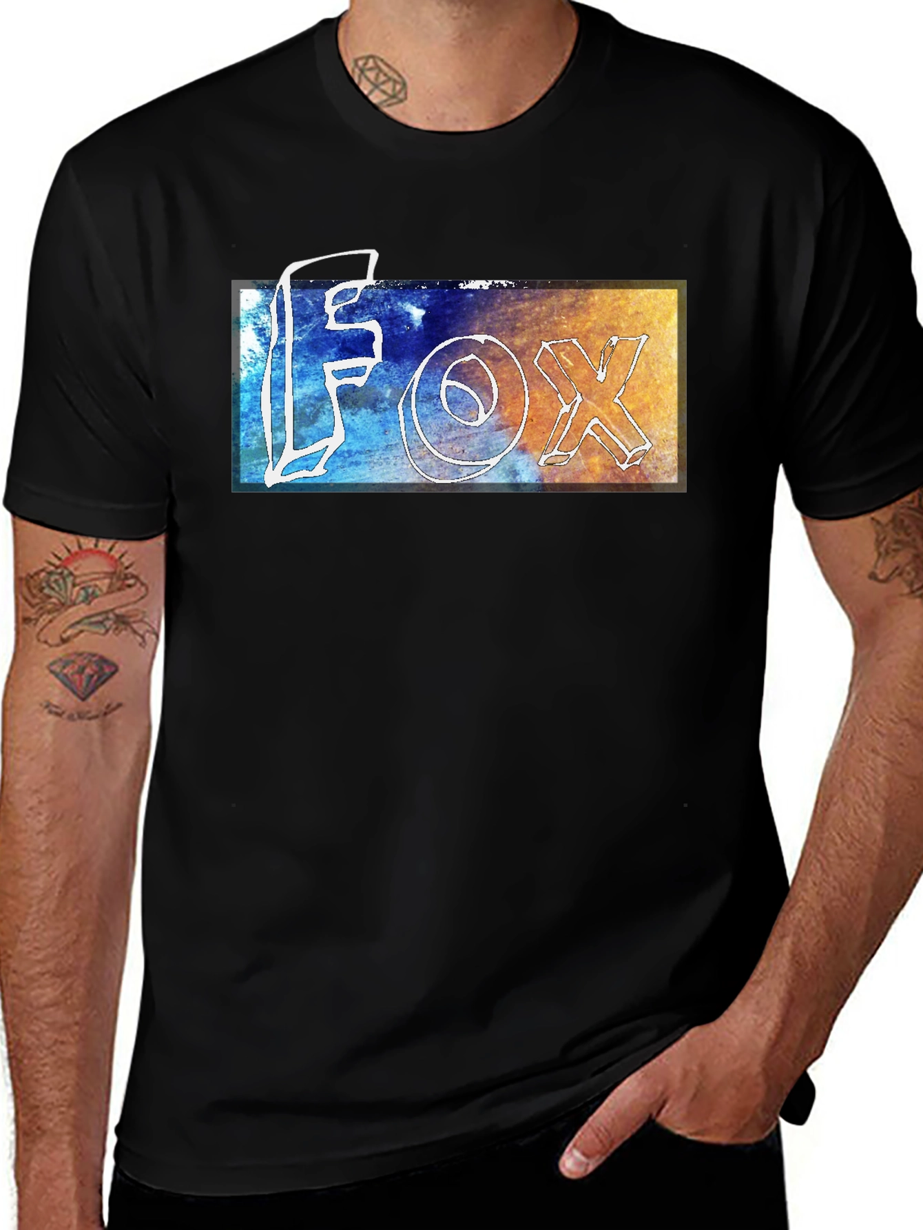Variant 2 of Modern 'FOX' Graphic Tee - Stylish Men's Black T-Shirt