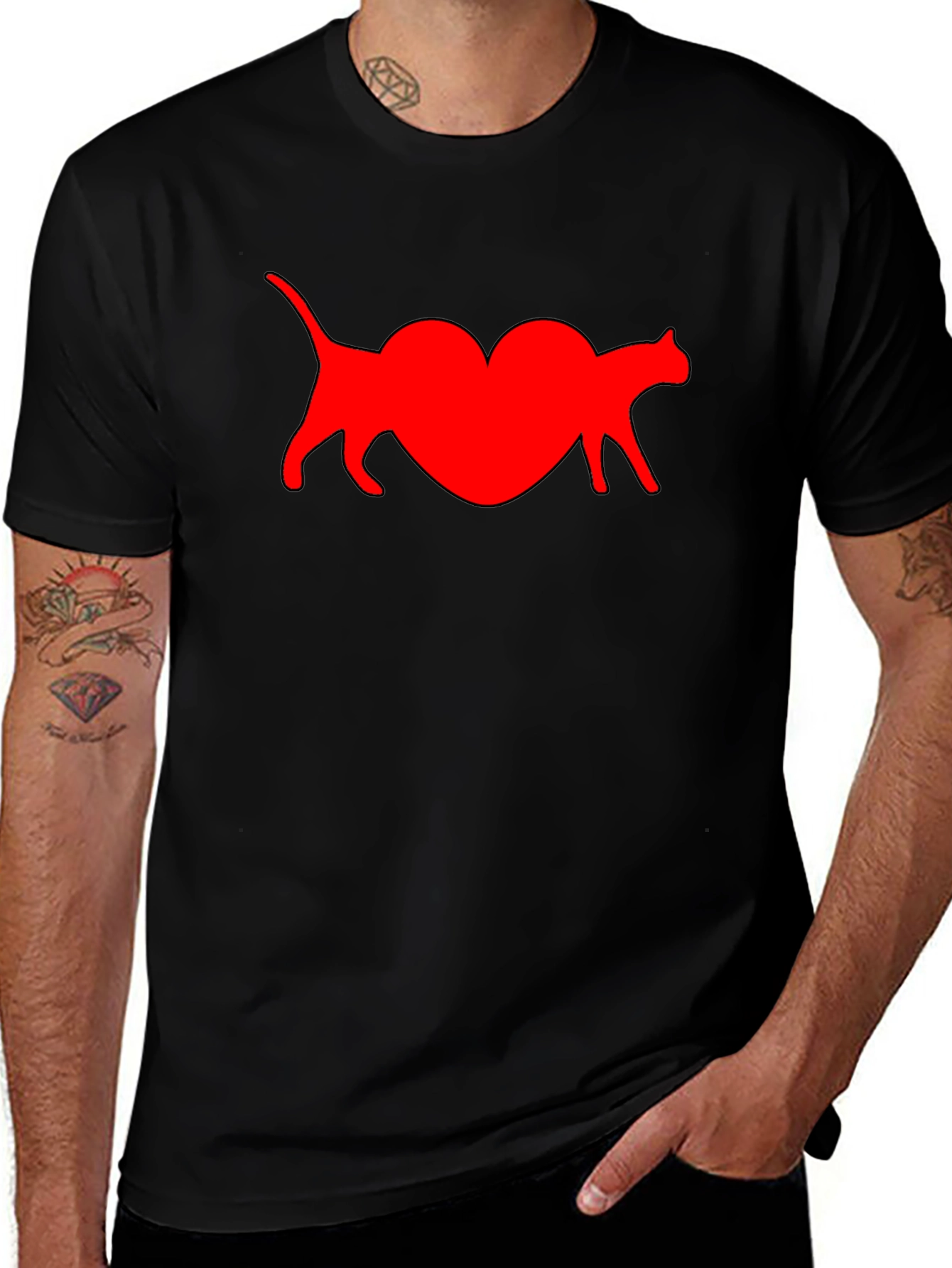 Variant 17 of Cat Heart T-Shirt - Black