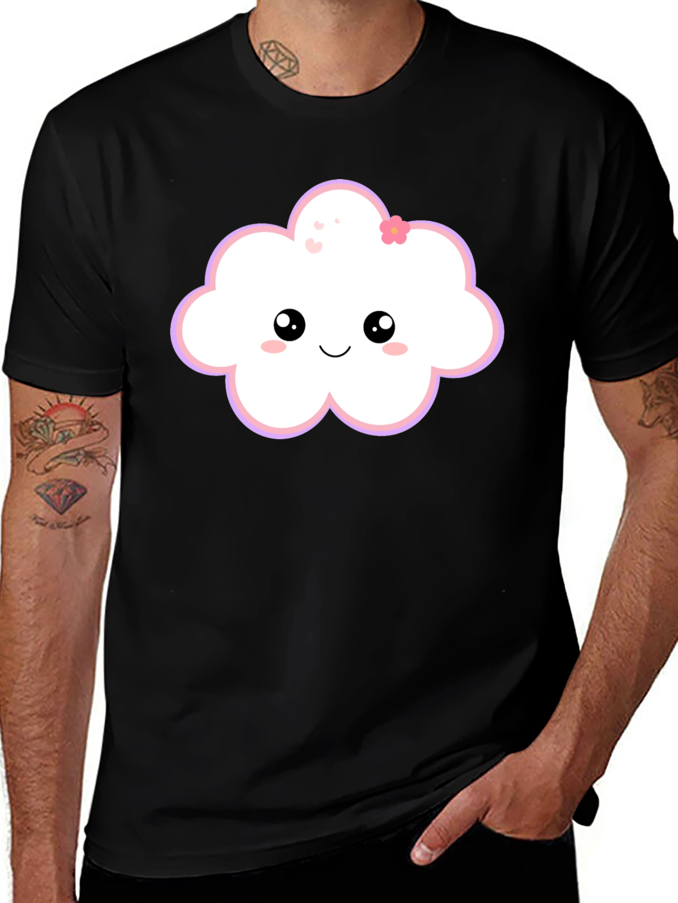 Variant 2 of Cute Cloud Graphic T-Shirt - Black