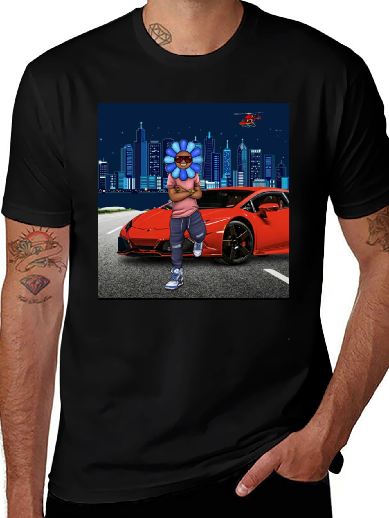 Variant 29 of Flower Head Red Car City T-Shirt