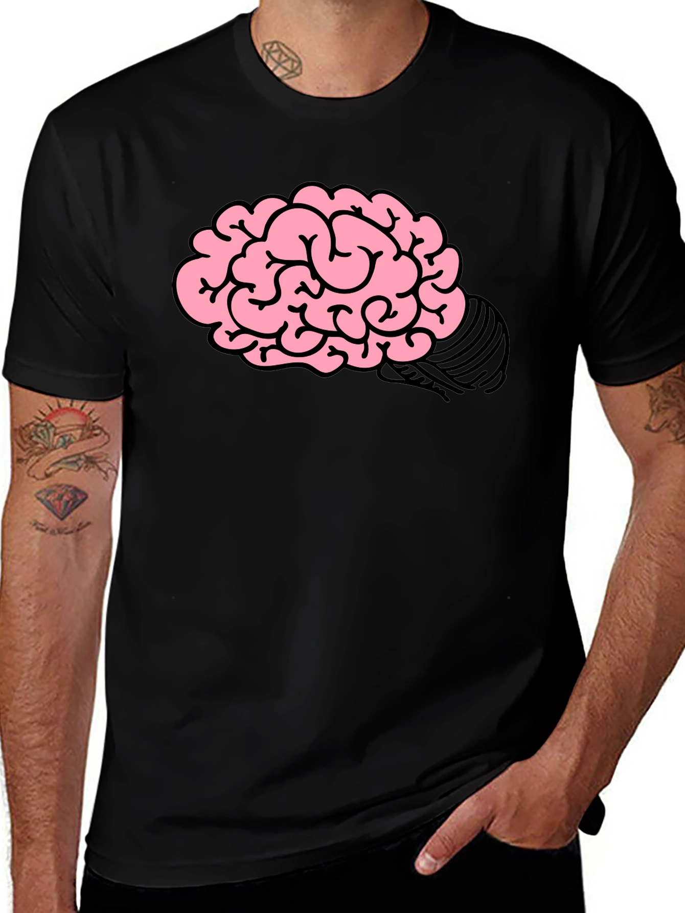 Variant 5 of Brain Graphic Print Men's Black T-Shirt